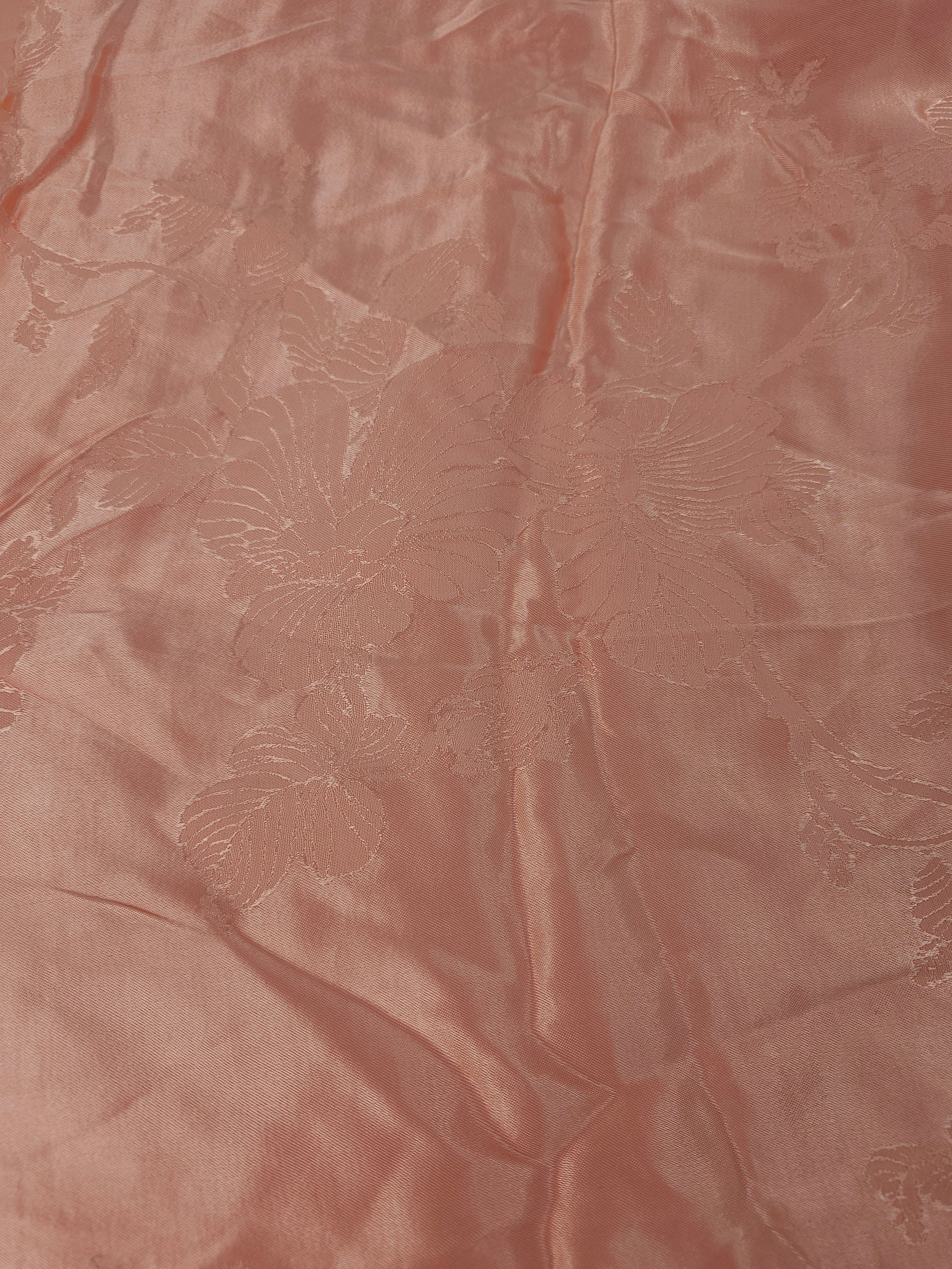 Peach floral imprint Viscose sateen- 1.7m piece