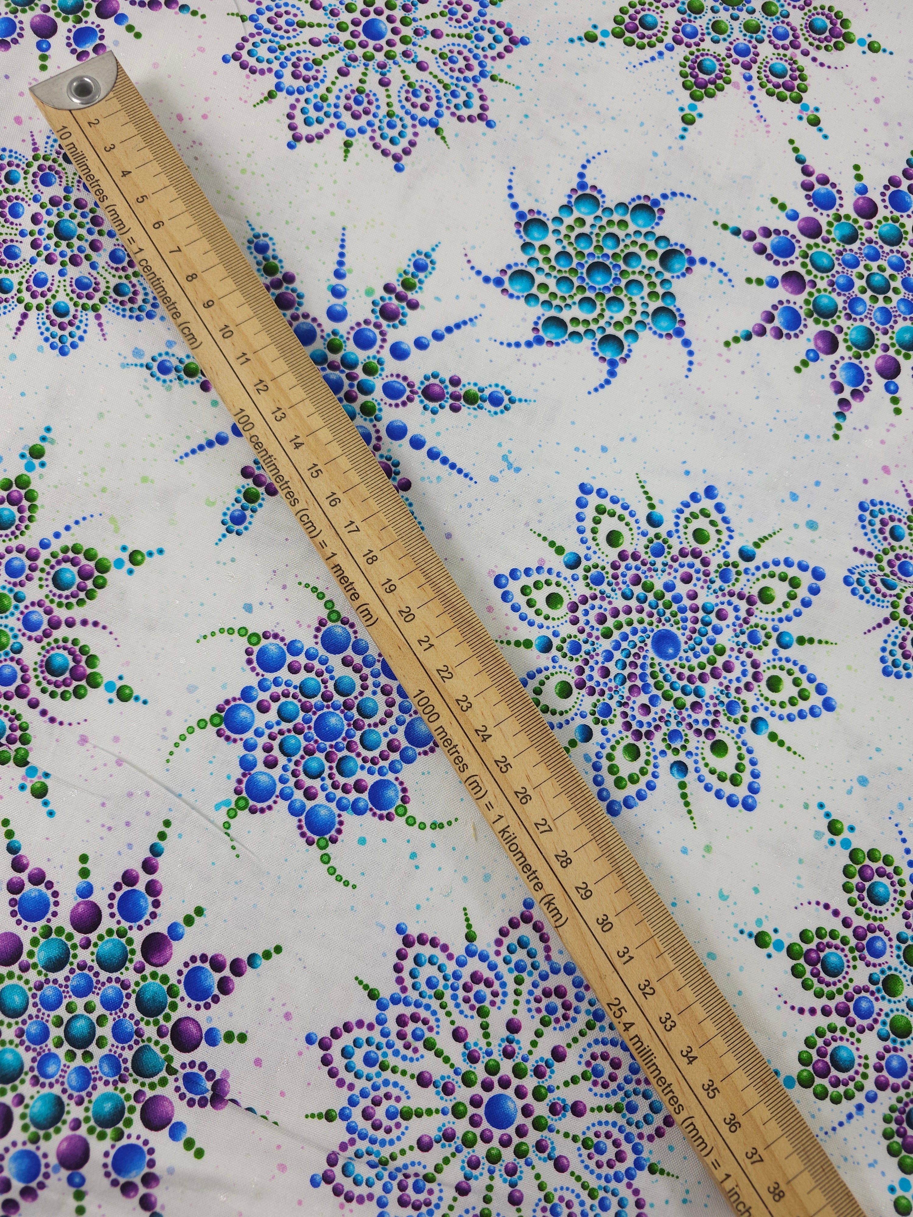 Blue/Purple Abstract Gem Flake 100% Cotton
