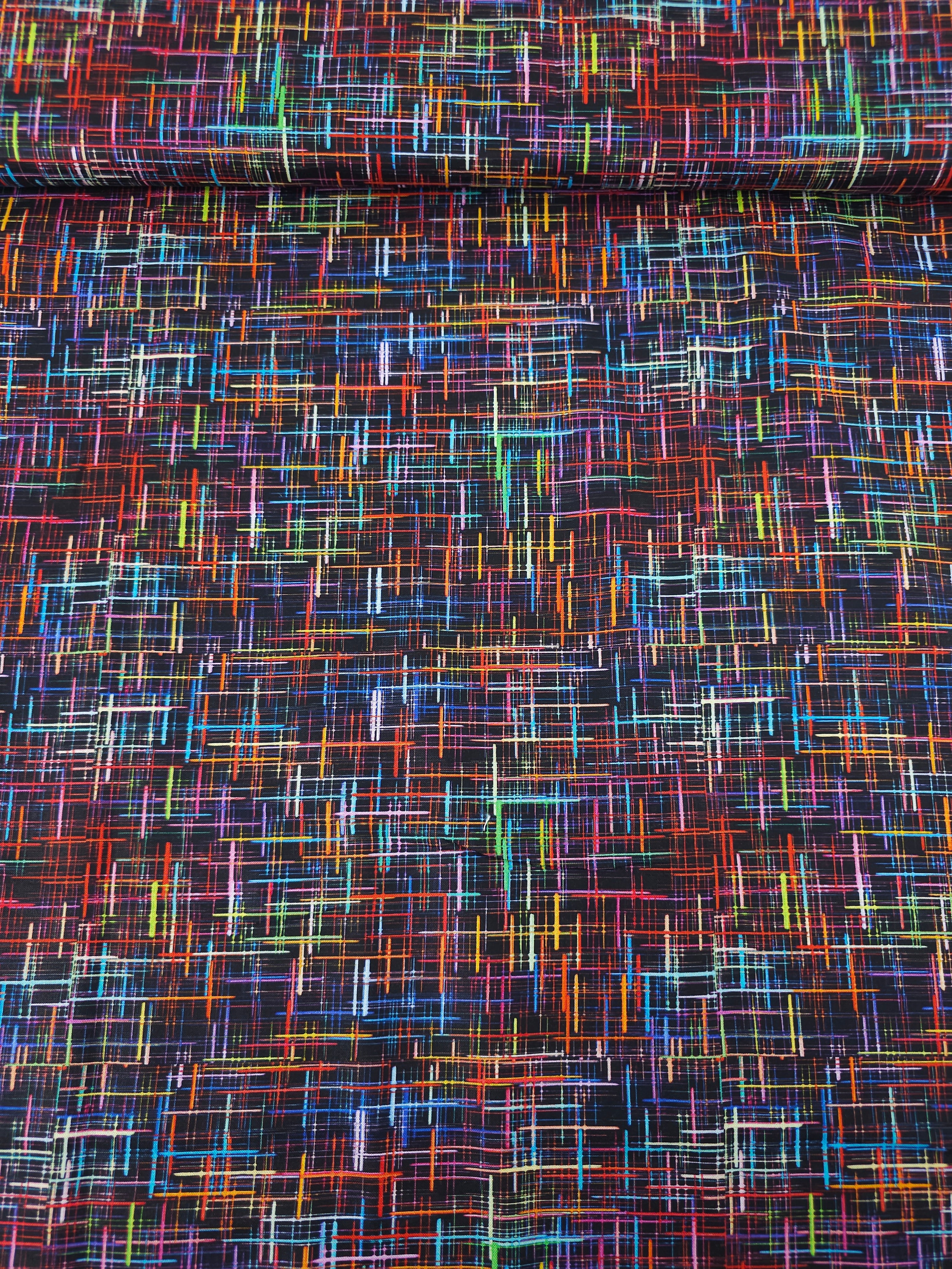 Neon Static Grid Lines 100% Cotton