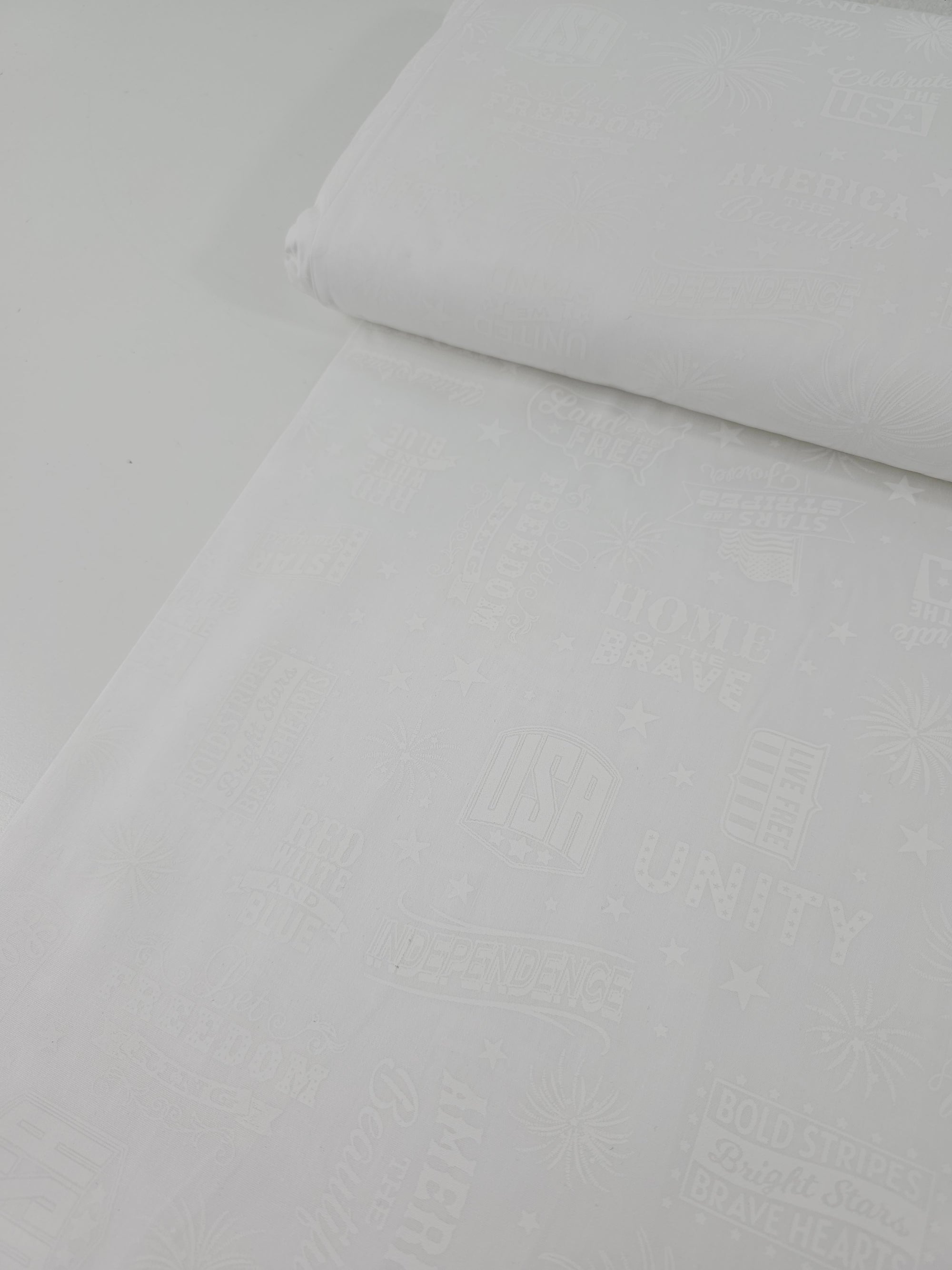 USA White On White Tonal 100% Cotton - Benartex