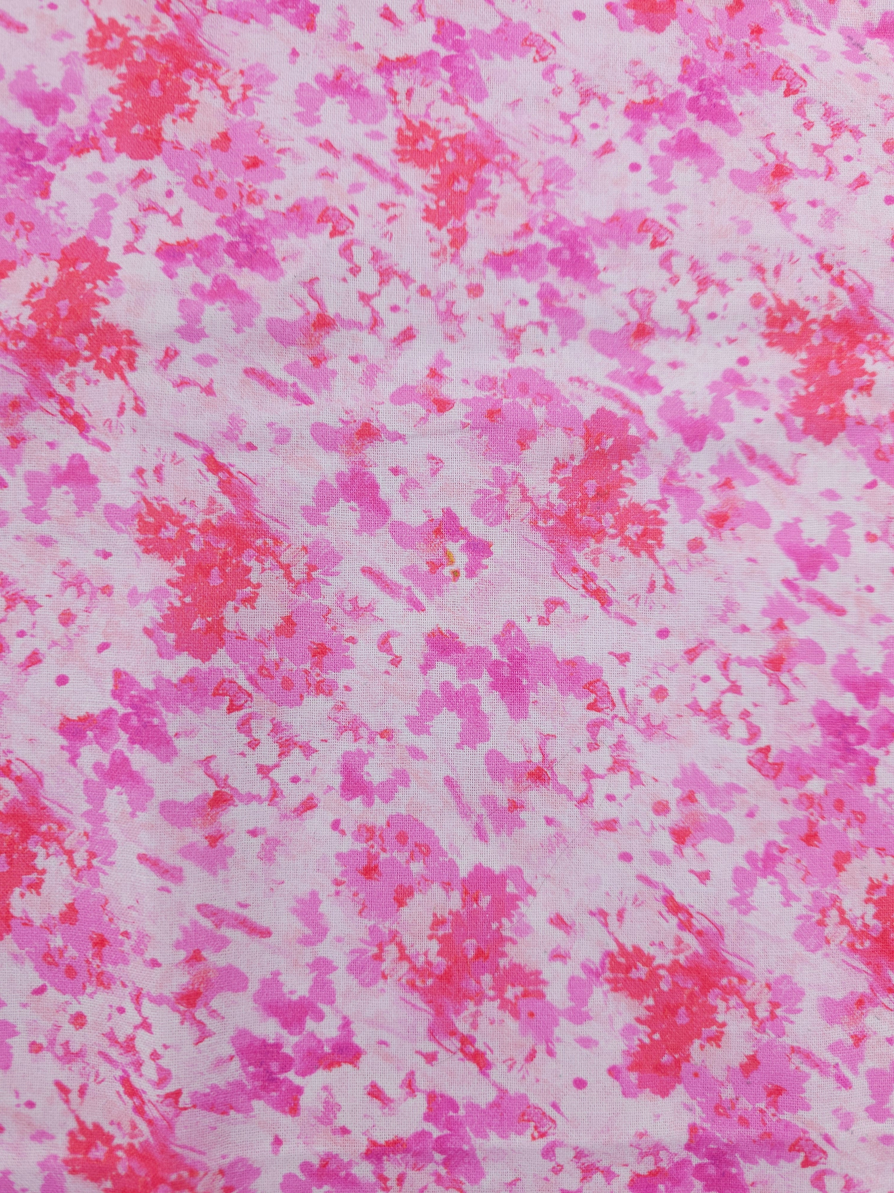 Pink Abstract Splatter Cotton - (Various Sizes)