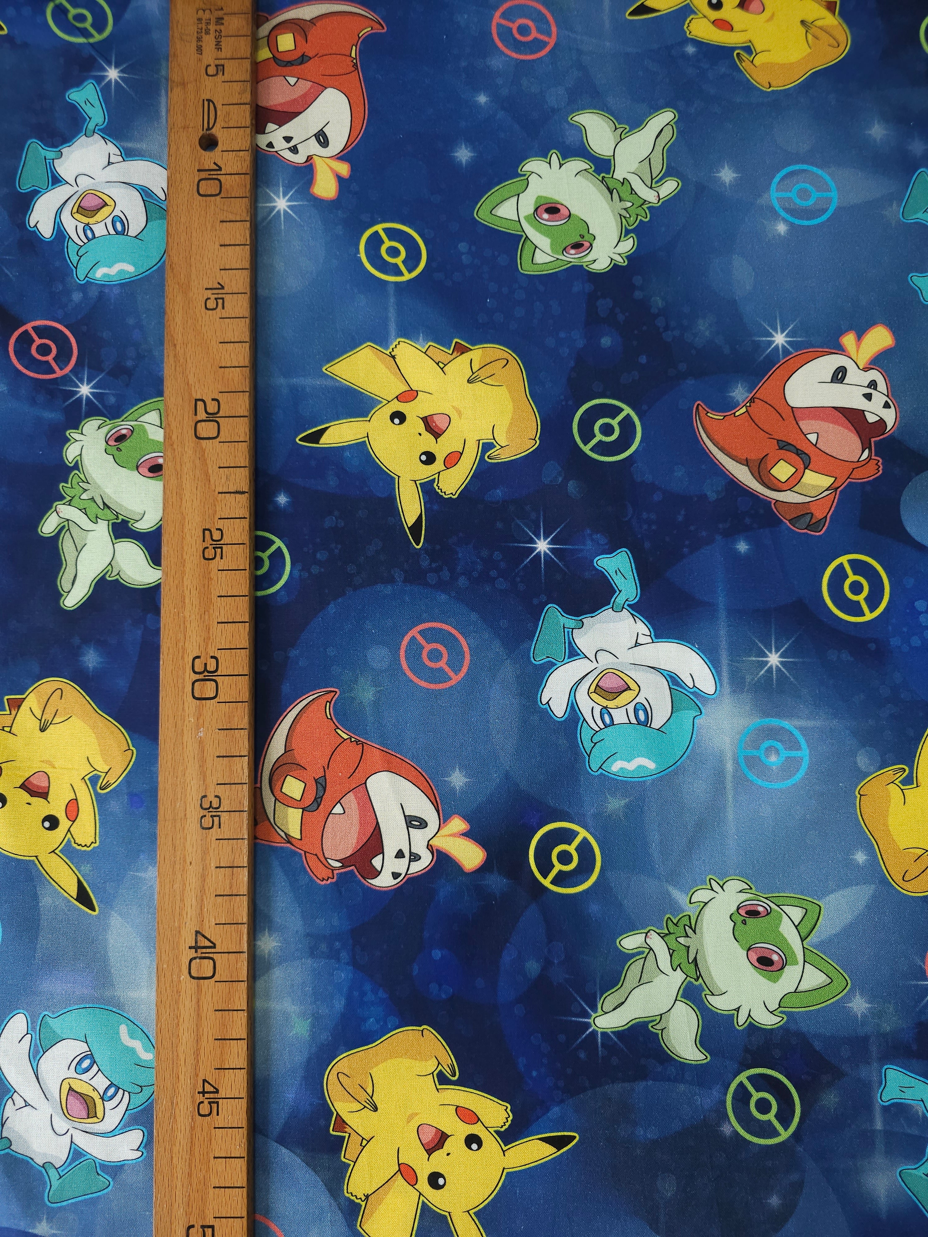 Hale Blue P*O*K*E*M*O*N Characters 100% Cotton - Robert Kaufman