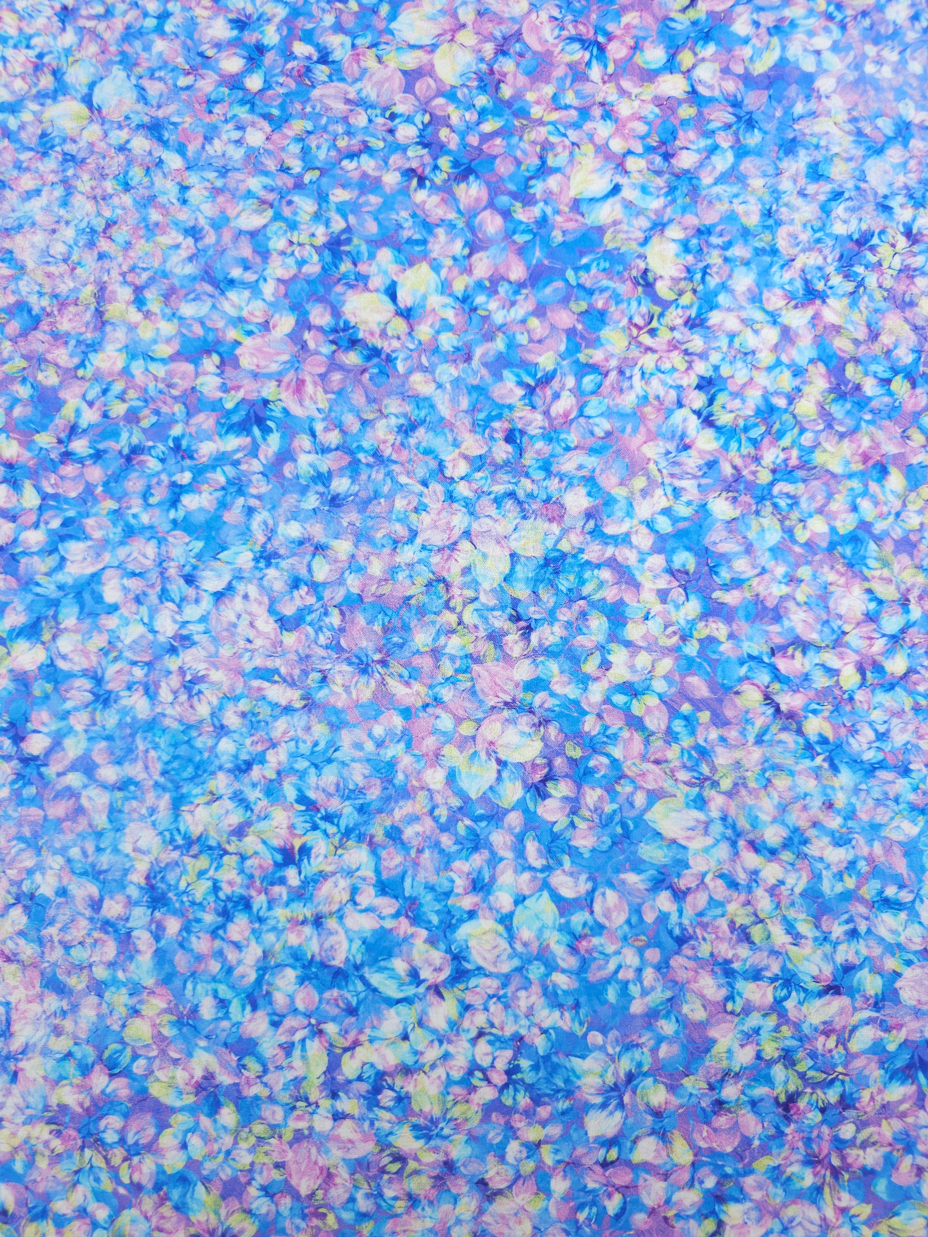 Lilac/Blue Foilage Petal 100% Cotton