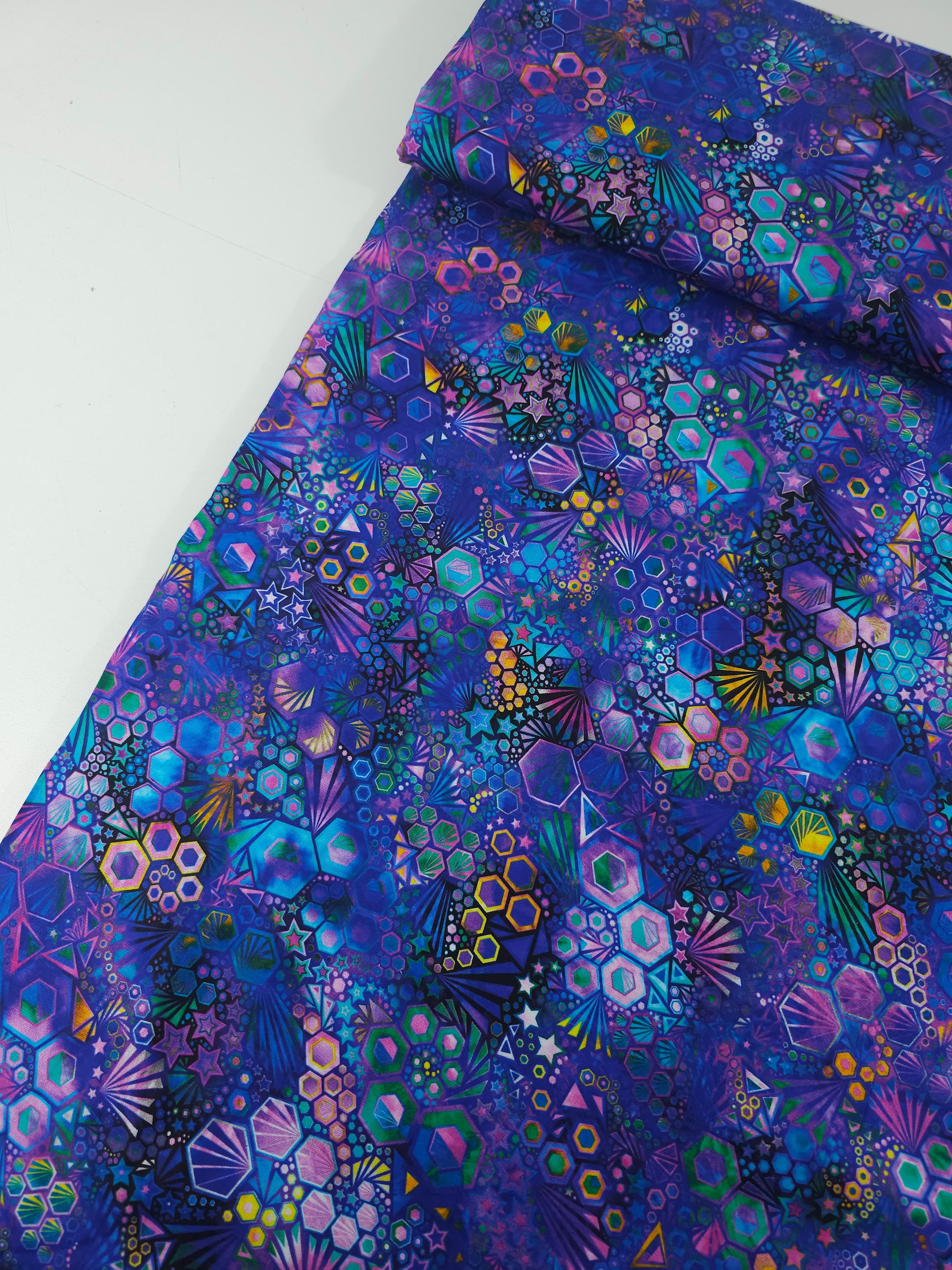 Blue/Purple Star Phantasma 100% Cotton - Robert Kaufman