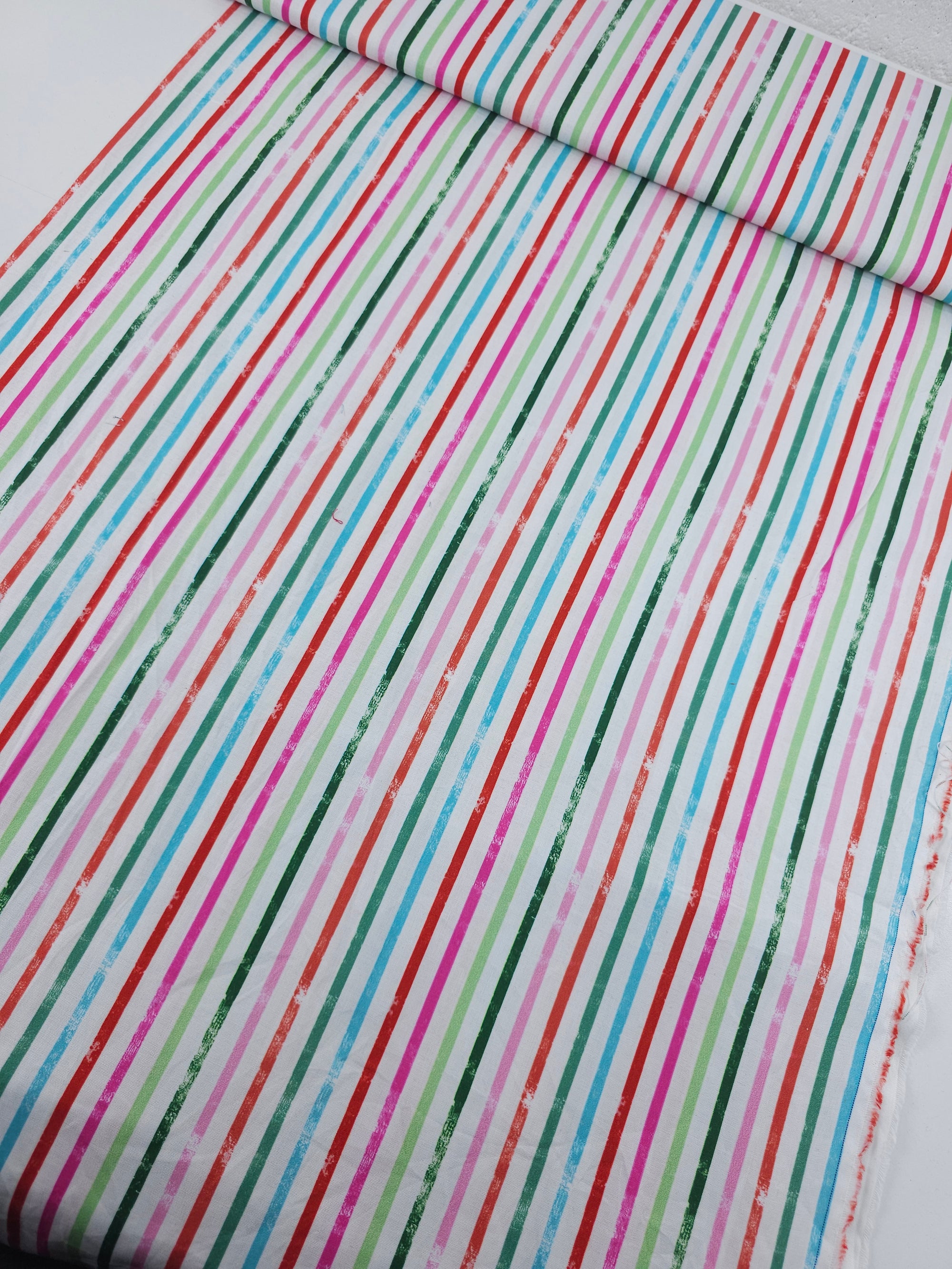 White/Multi Static Stripe 100% Cotton