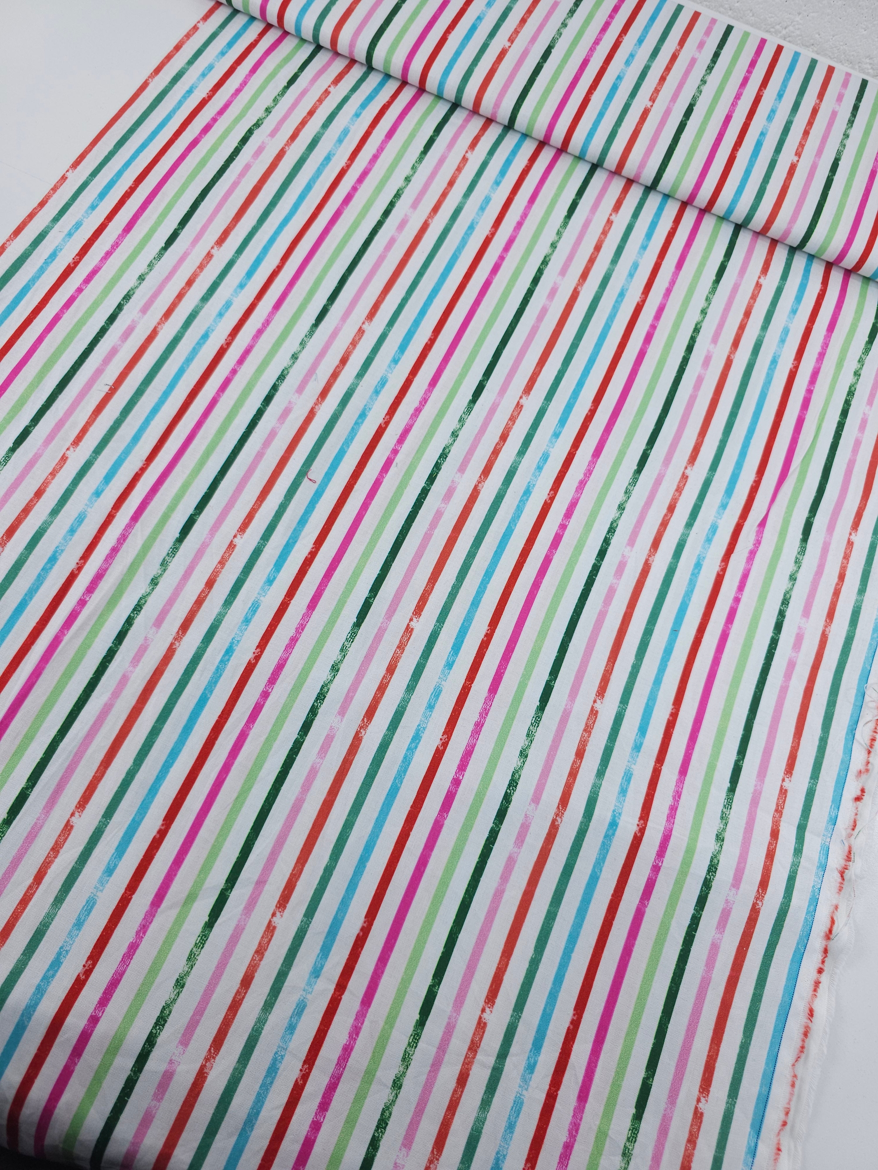 White/Multi Static Stripe 100% Cotton