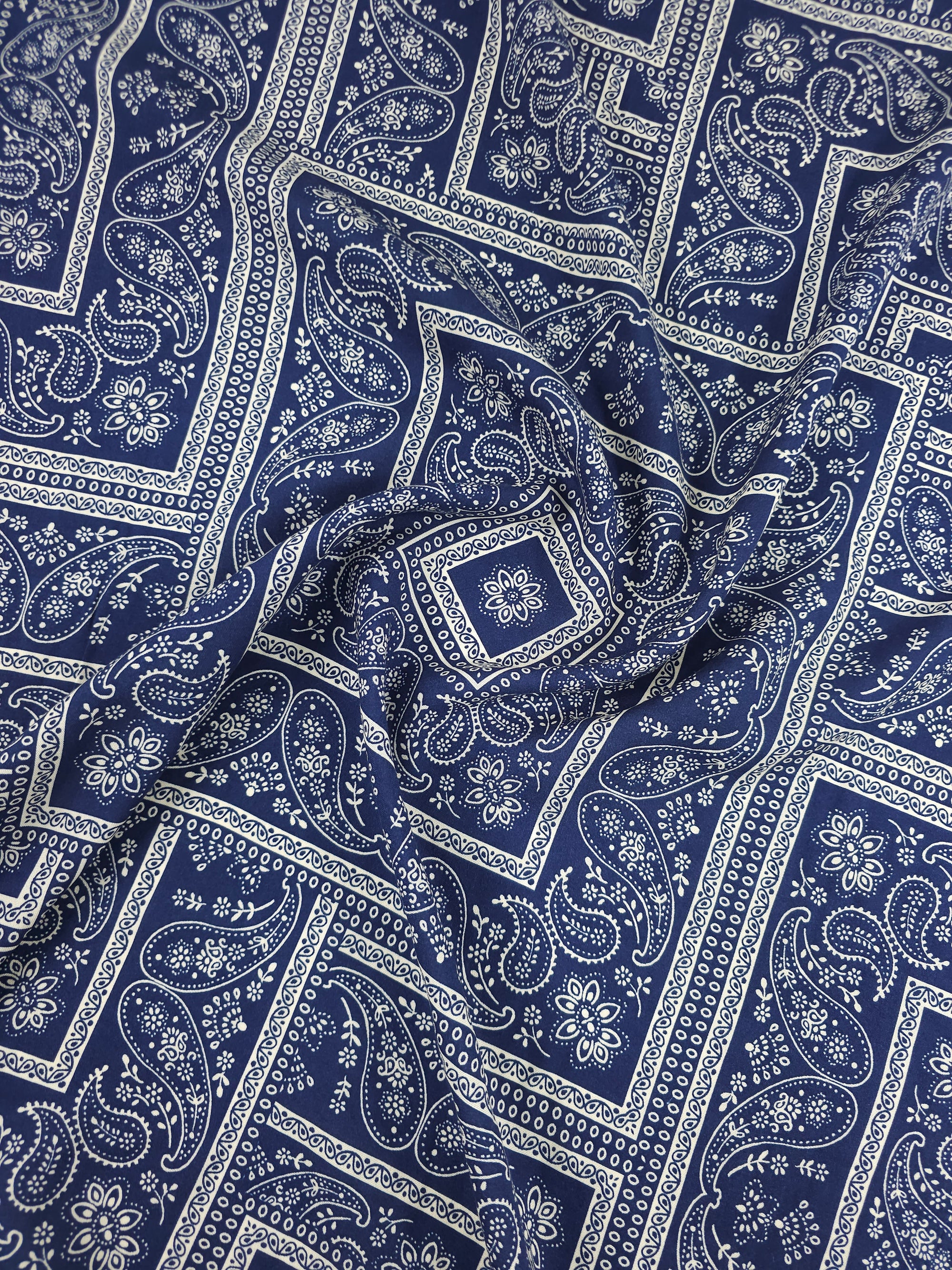 Navy/Ivory Bandana Square Viscose Challis