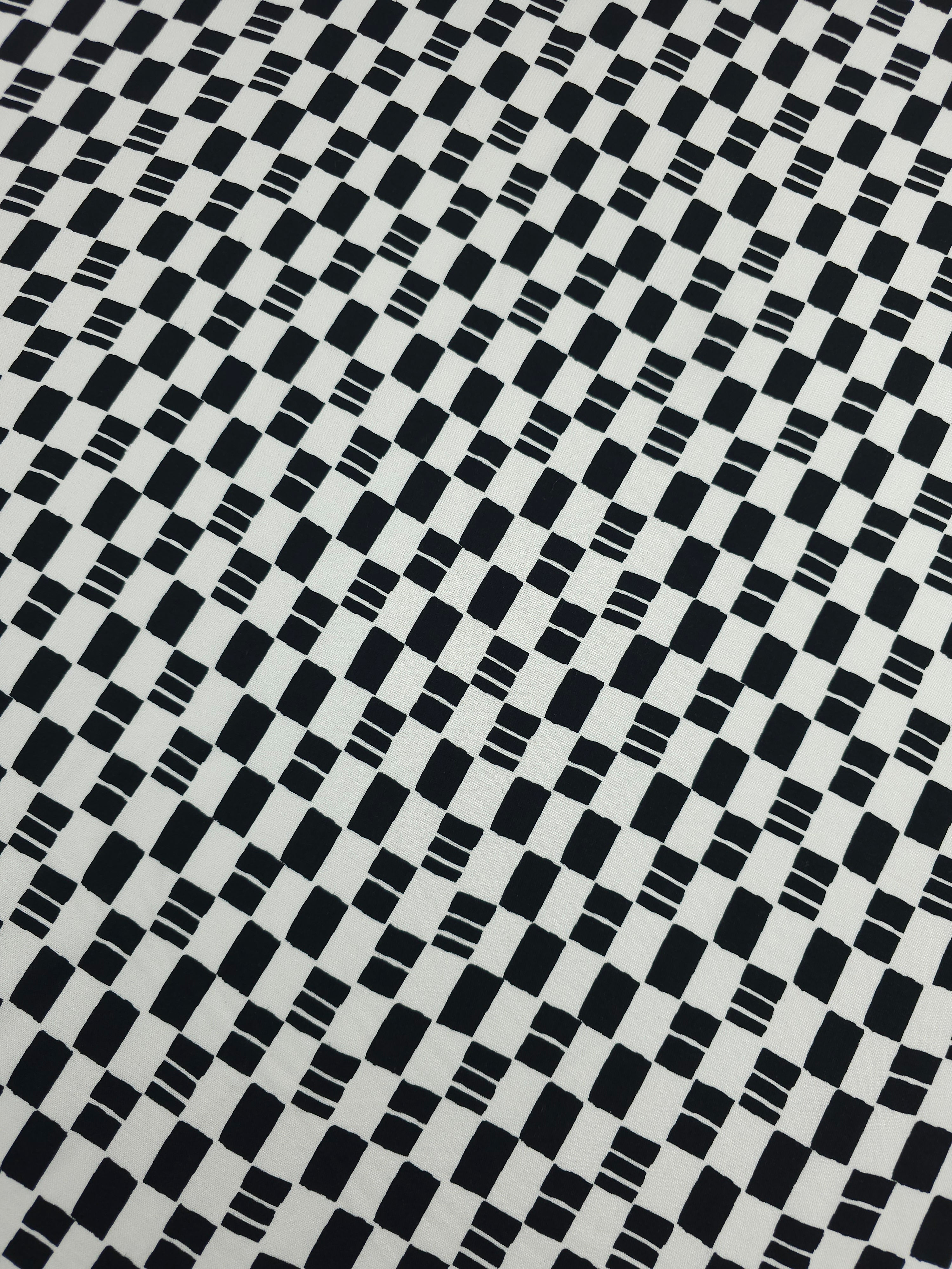 Off-White/Black Checkerboard Viscose Challis