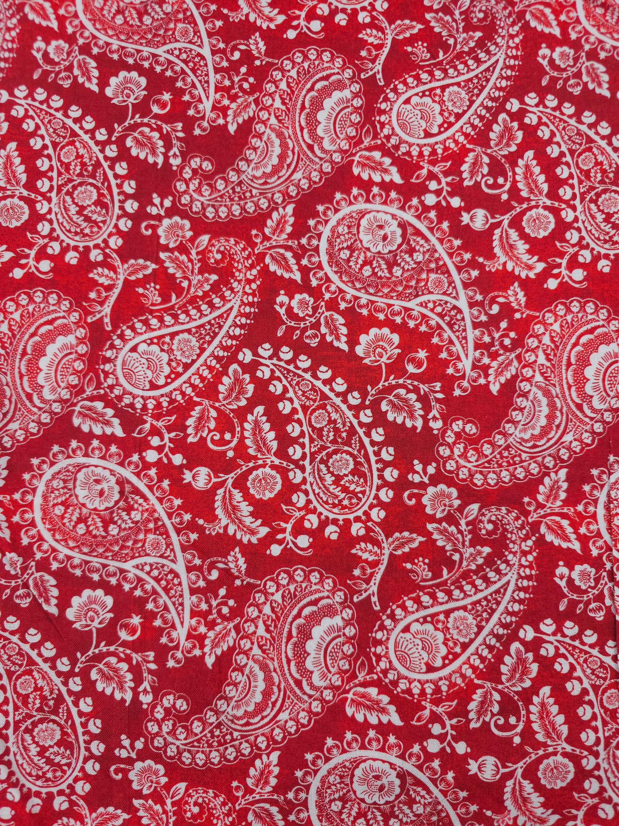 Red Paisley 100% Cotton