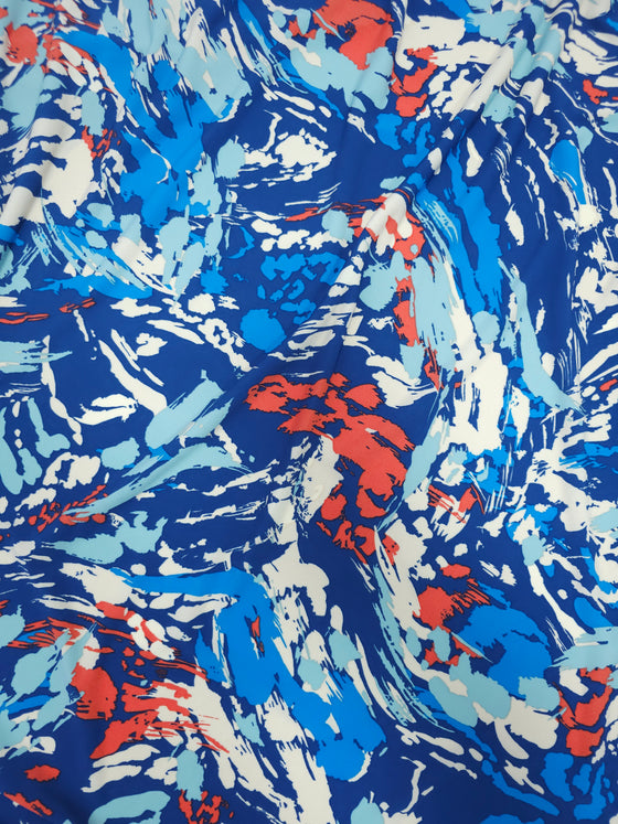 Blue Abstract Brushstroke Poly Jersey