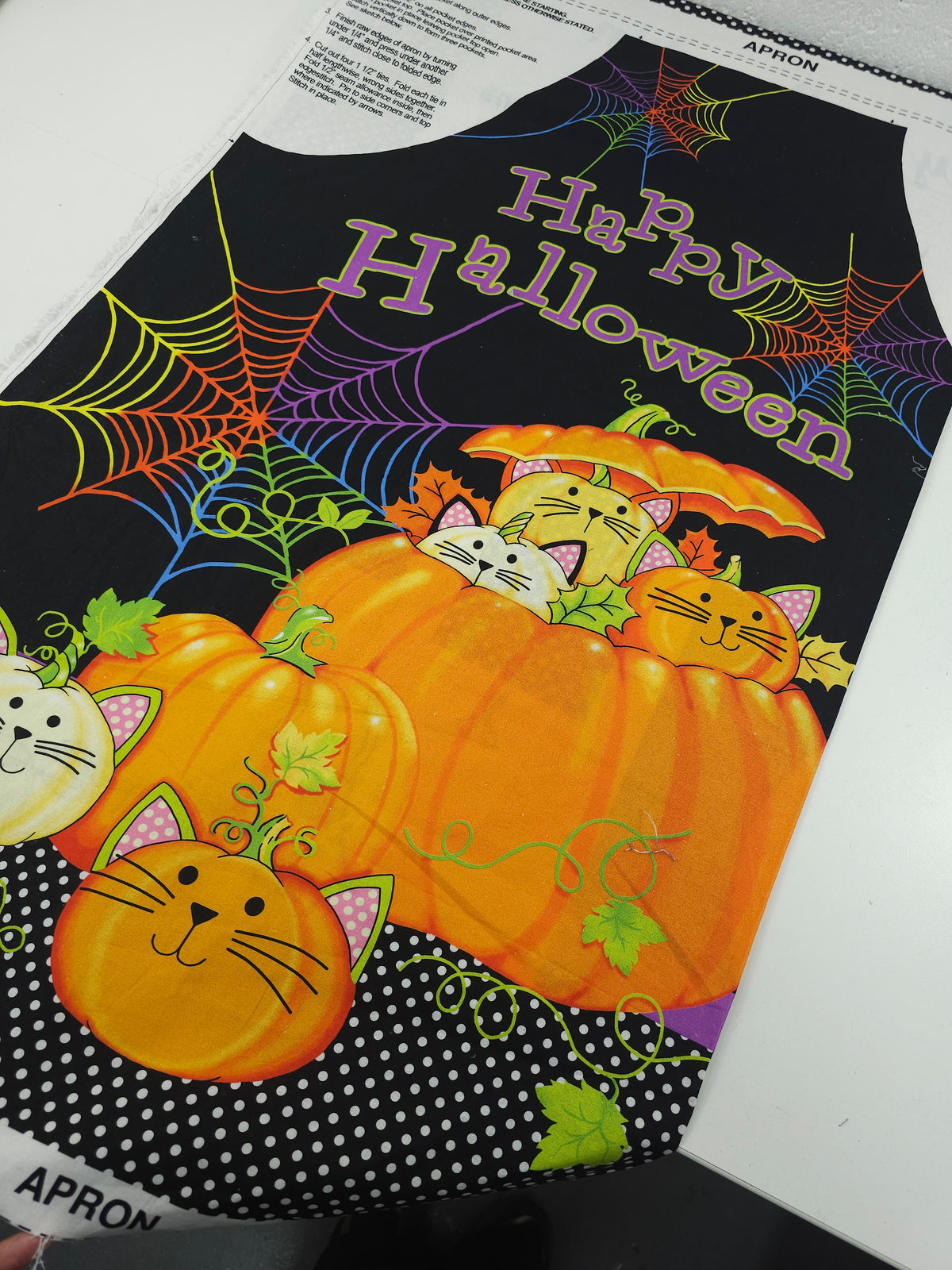 *SEW YOUR OWN* Kitty Pumpkin Apron 100% Cotton