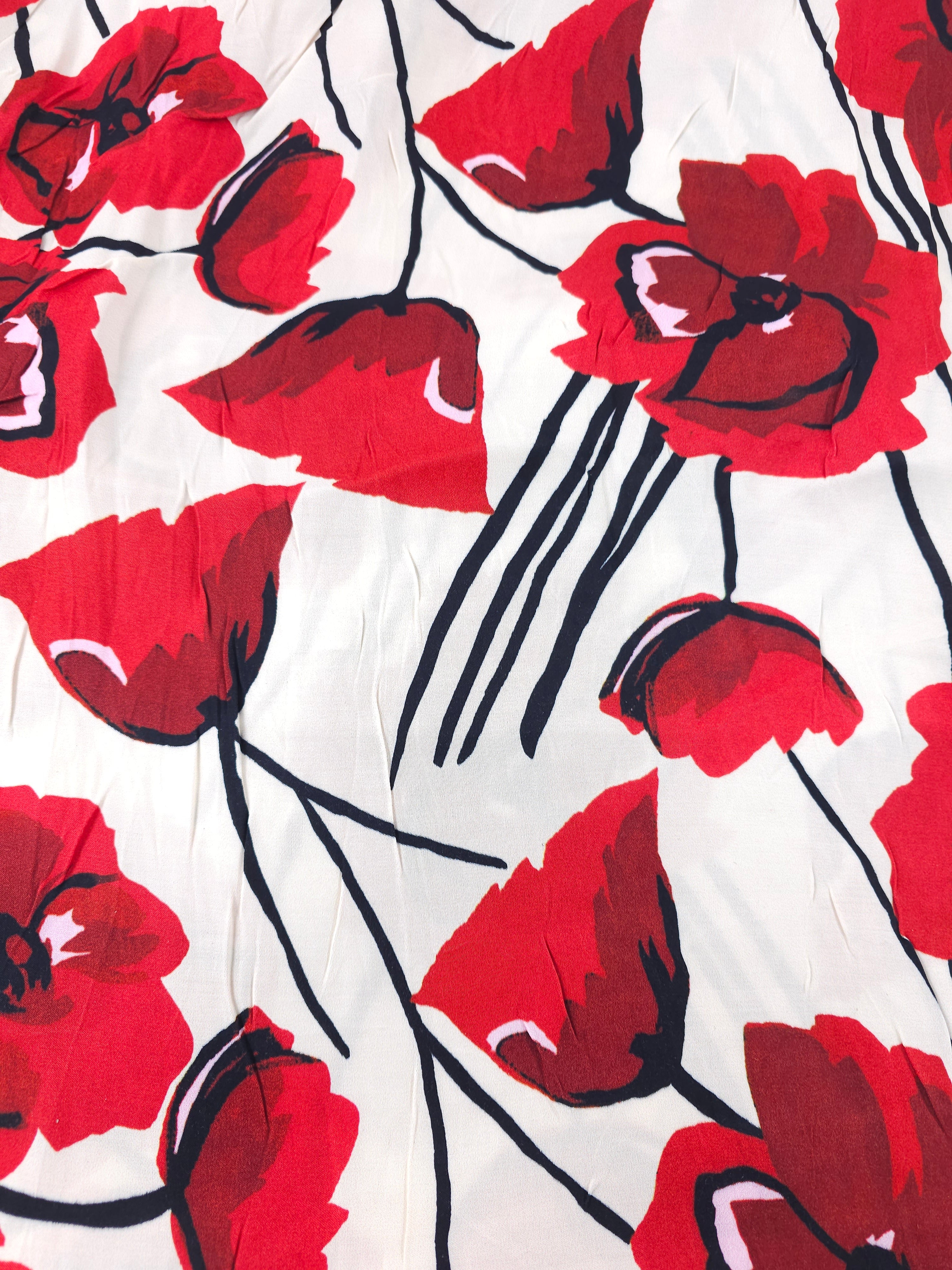 Bold red poppy Viscose- 1.6m piece