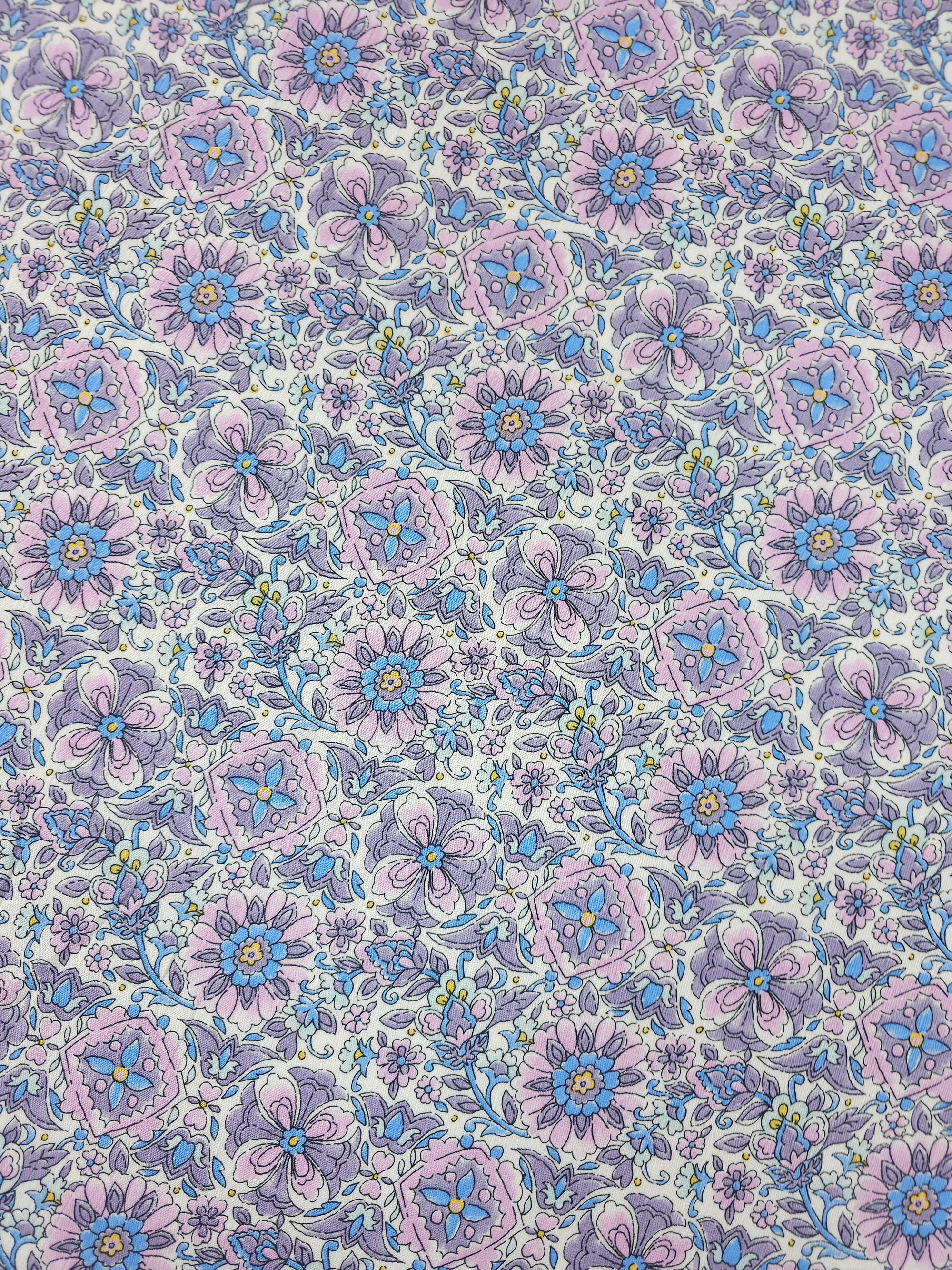 Lavender/Pink Geometric Floral Bloom Crinkle Viscose