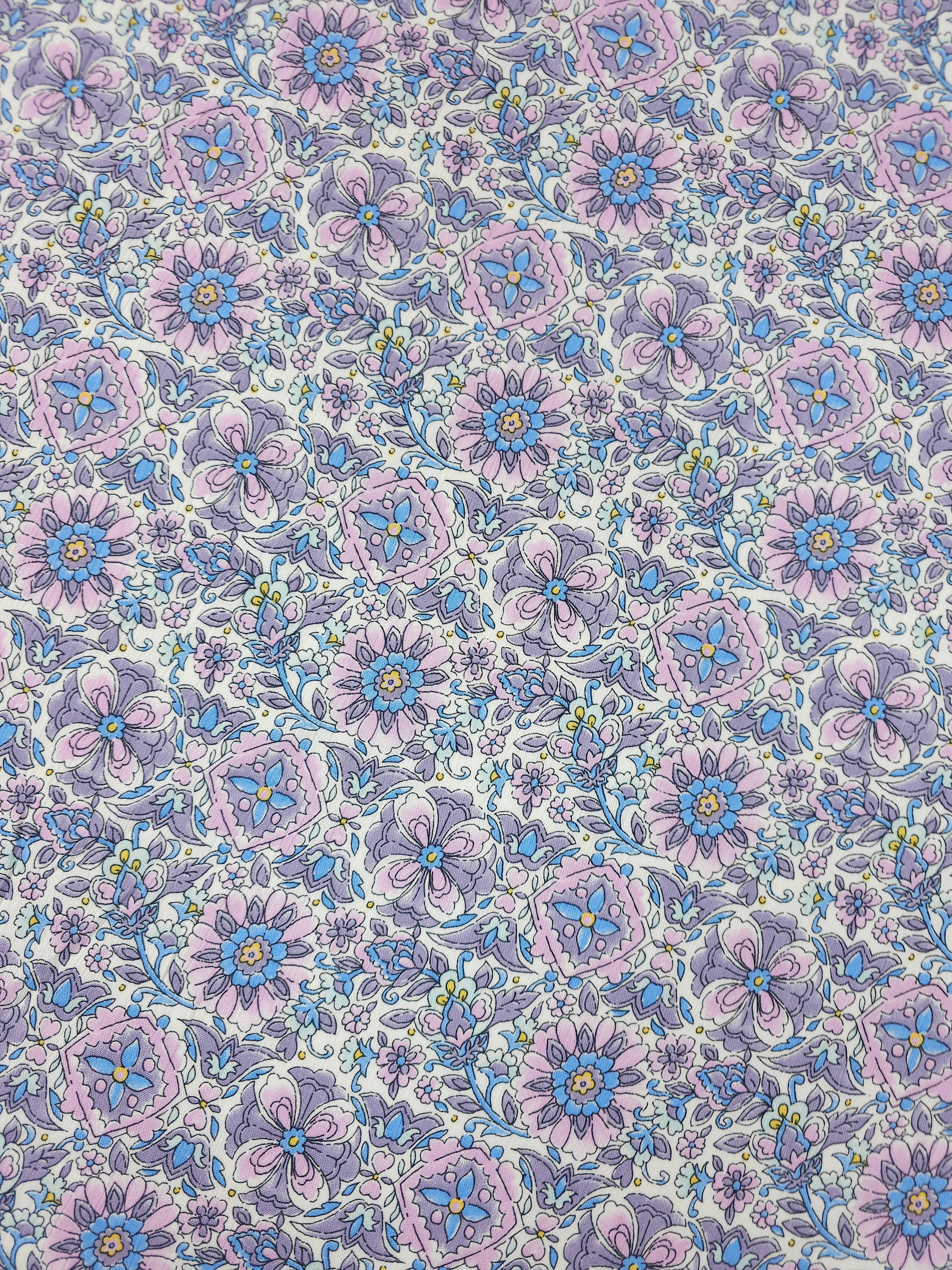 Lavender/Pink Geometric Floral Bloom Crinkle Viscose
