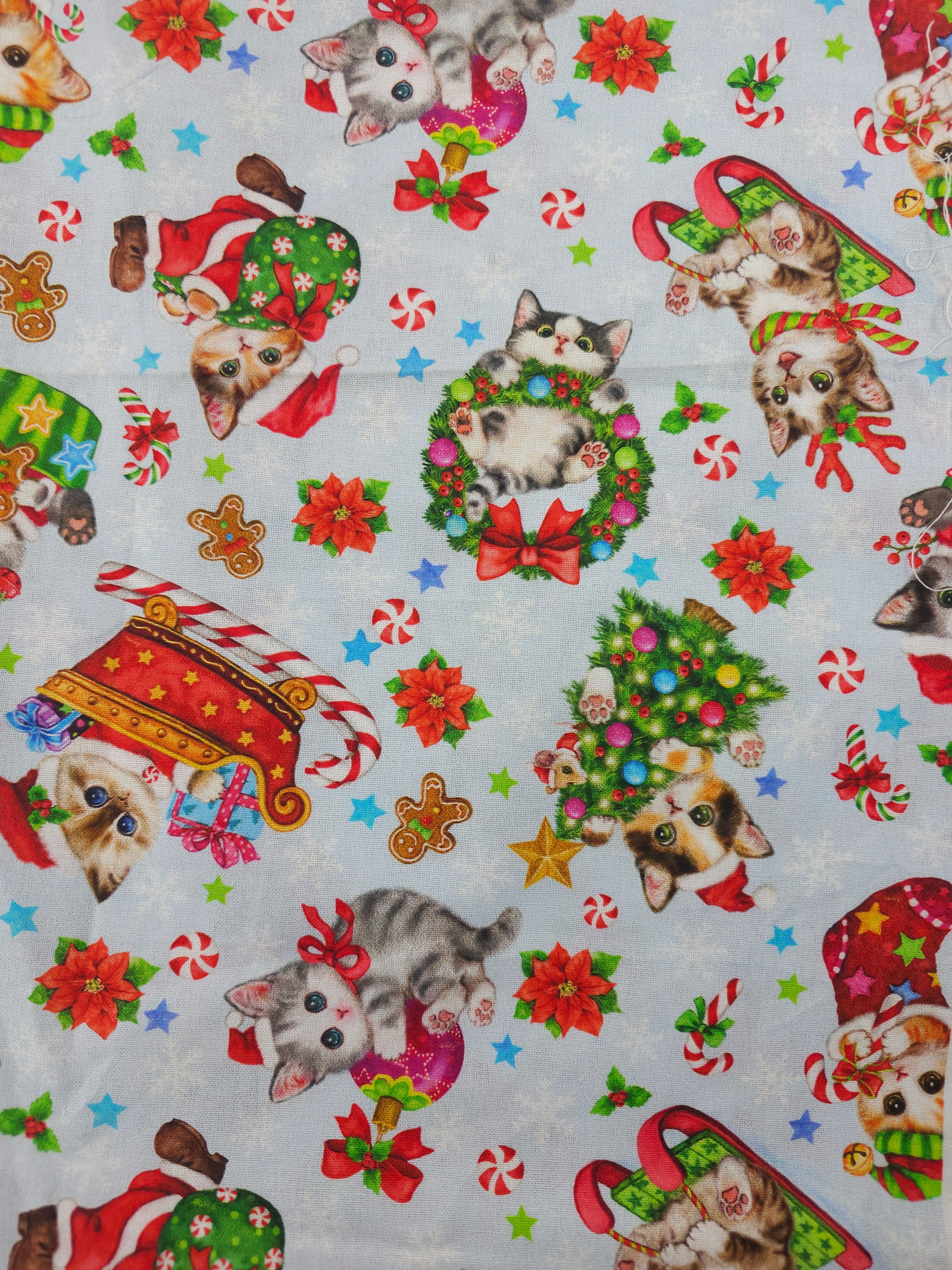 Christmas cats Cotton- 2m piece