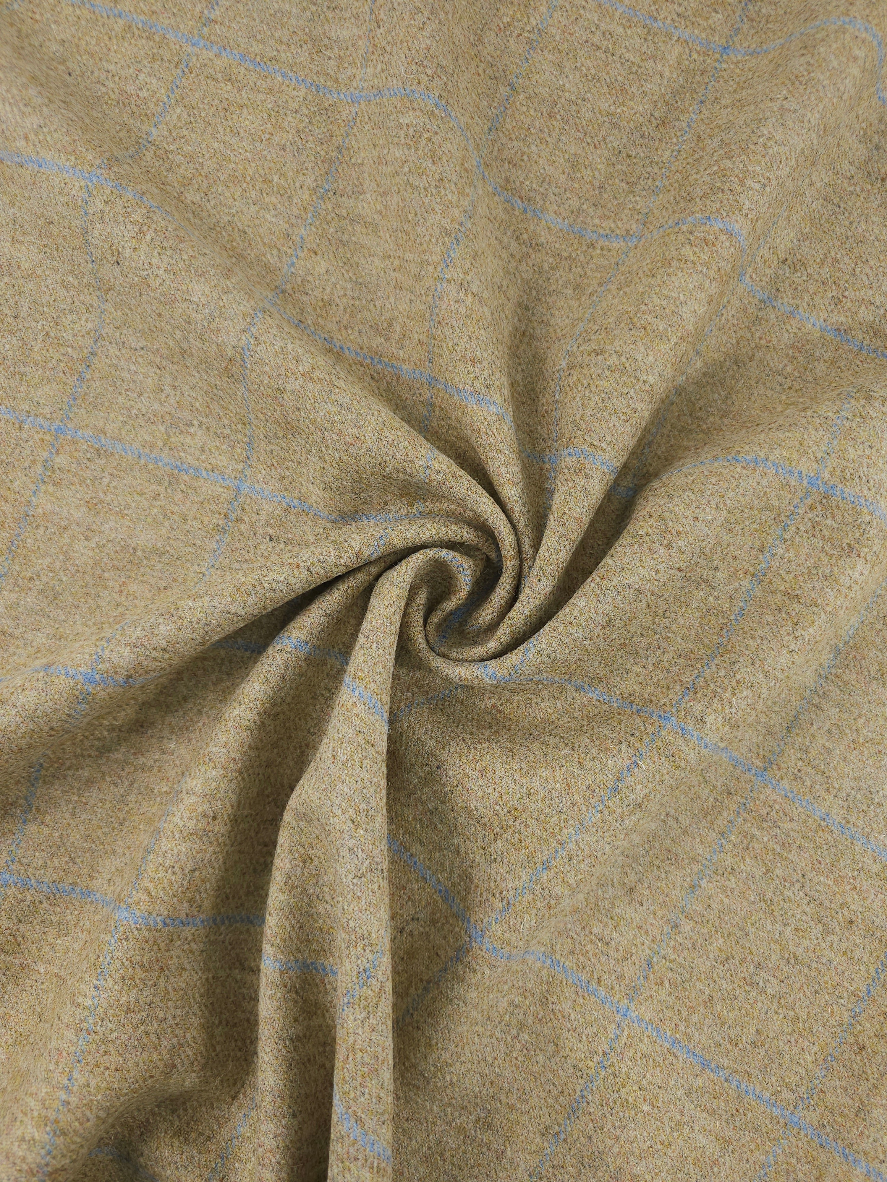 Warm Beige/Blue Speckle Square Check Soft 100% Wool *ABRAHAM MOON*