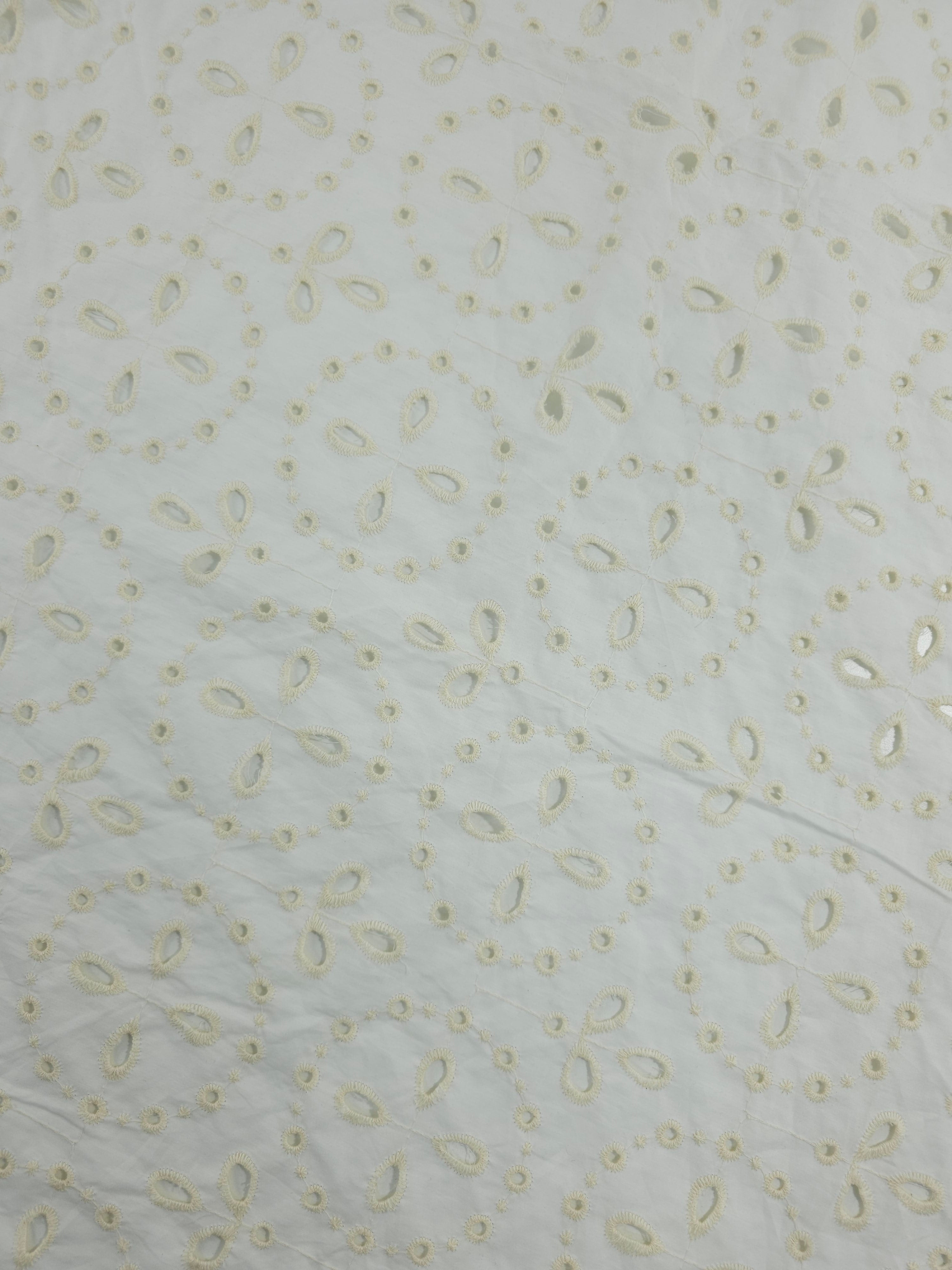 White/Cream Spiro Petal Cambric Cotton Broderie Anglaise