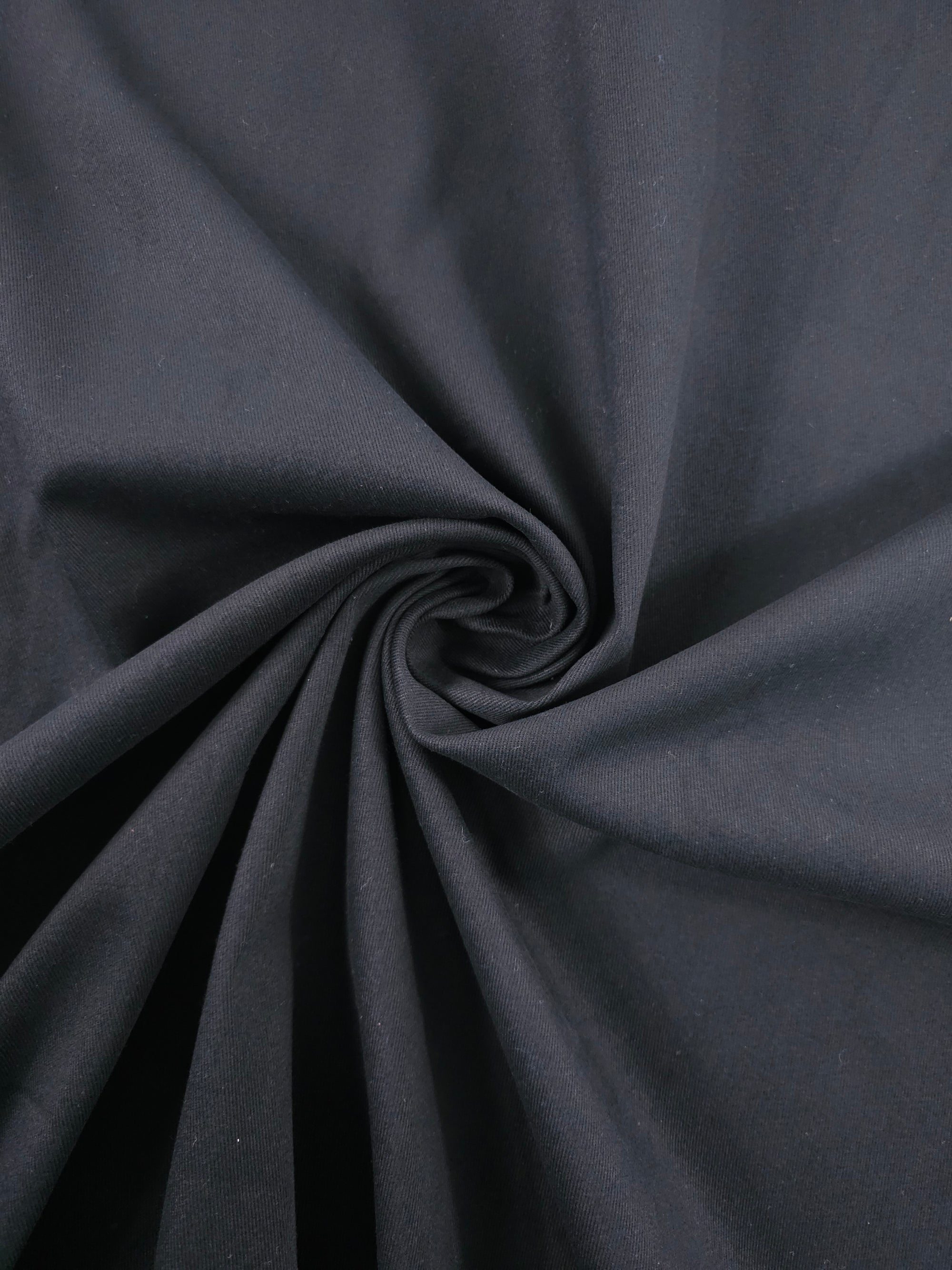 Black Lightweight Brushed Cotton Twill