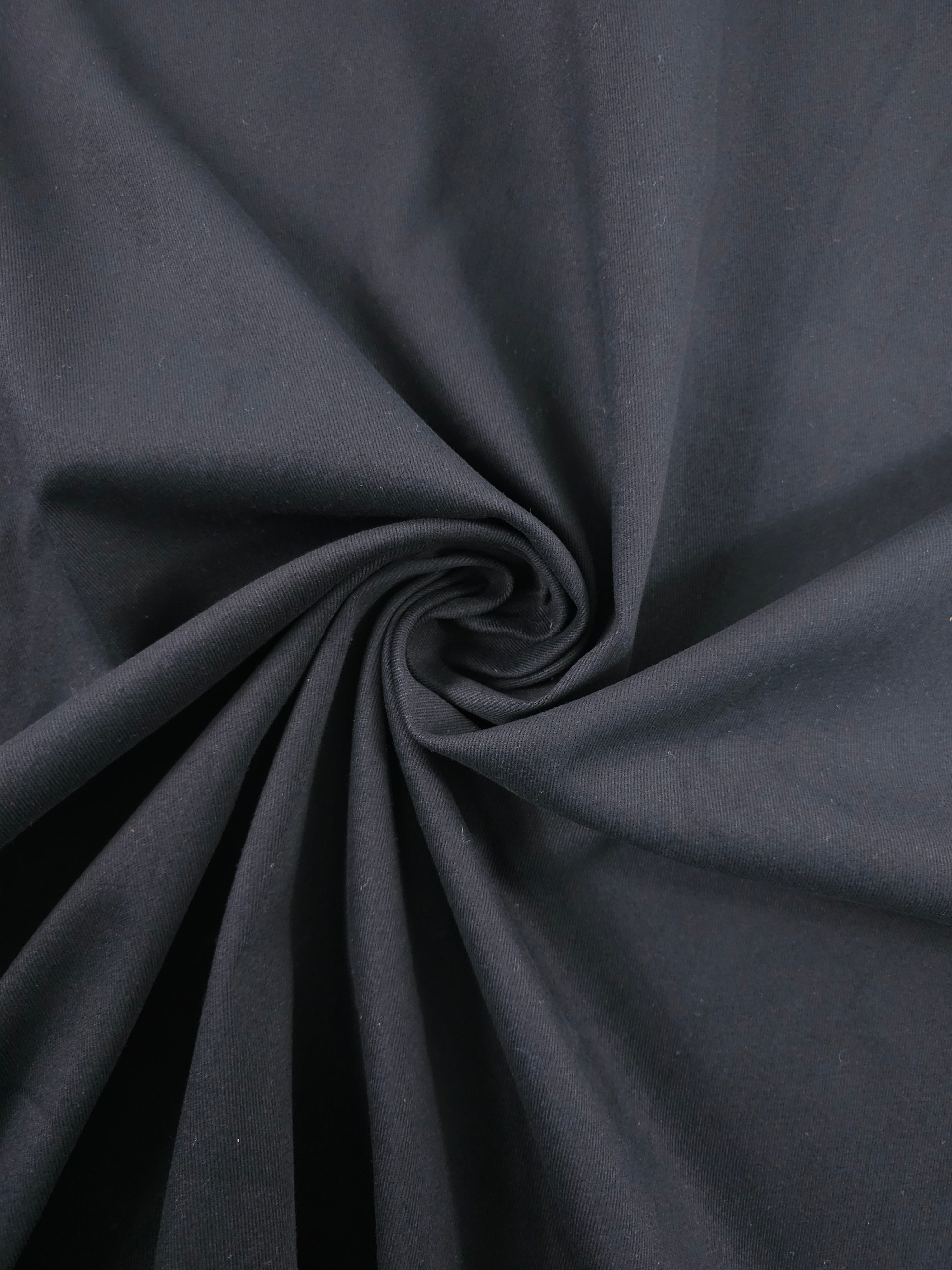 Black Lightweight Brushed Cotton Twill