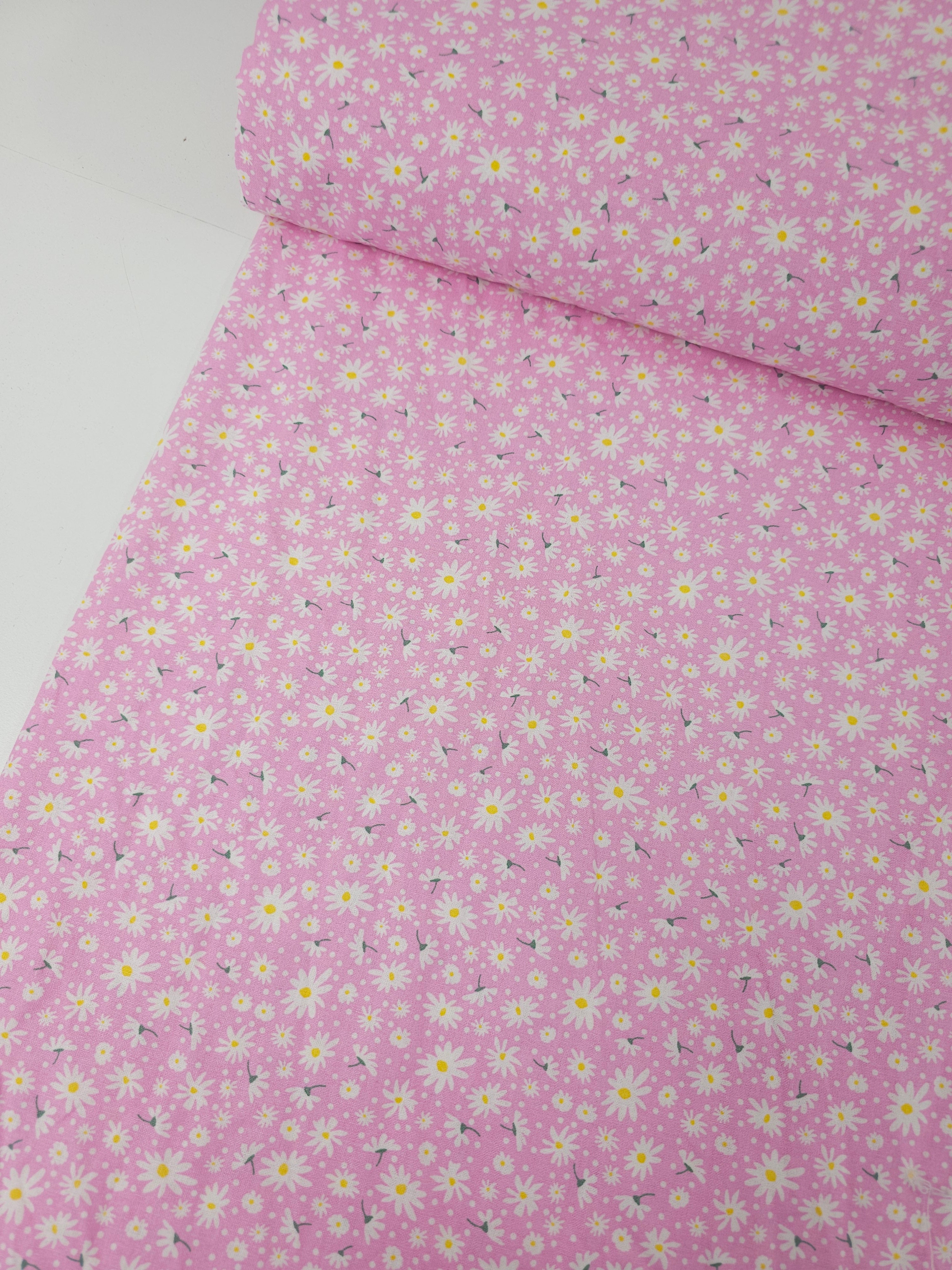 Pink Ditsy Daisy 100% Cotton