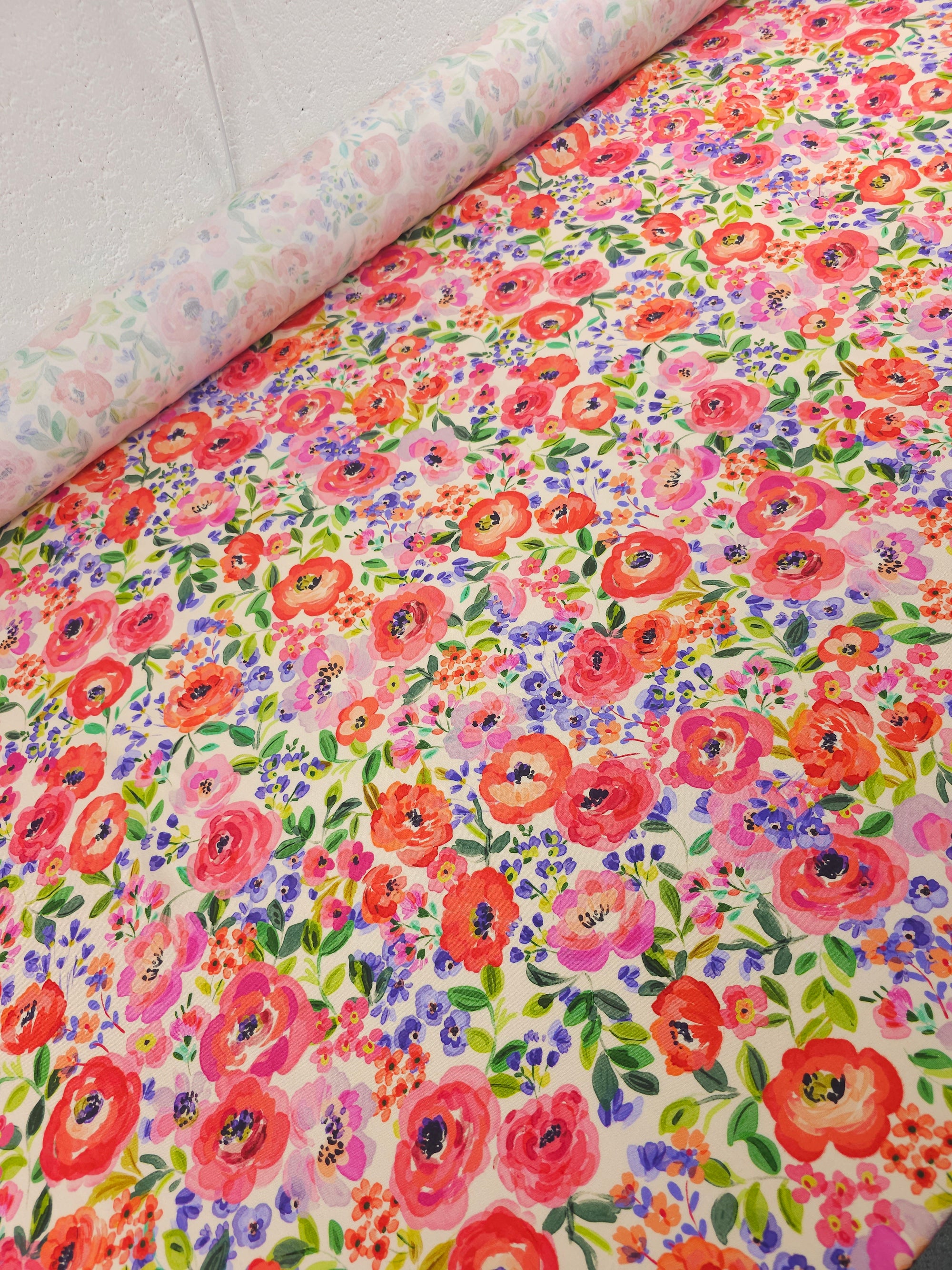 Watercolour Big Floral Bloom Viscose Challis
