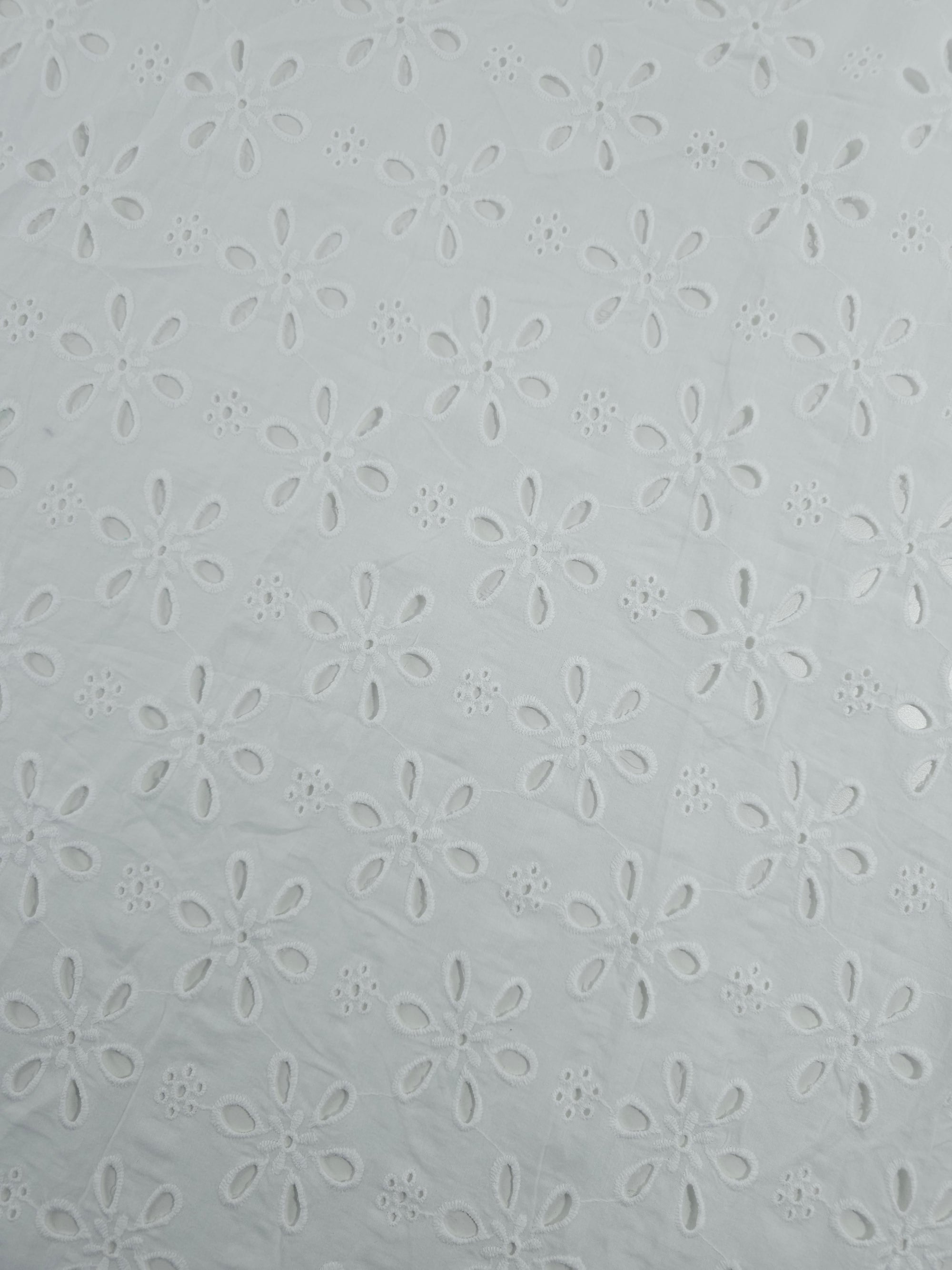 White Petal Flower Cambric Cotton Broderie Anglaise