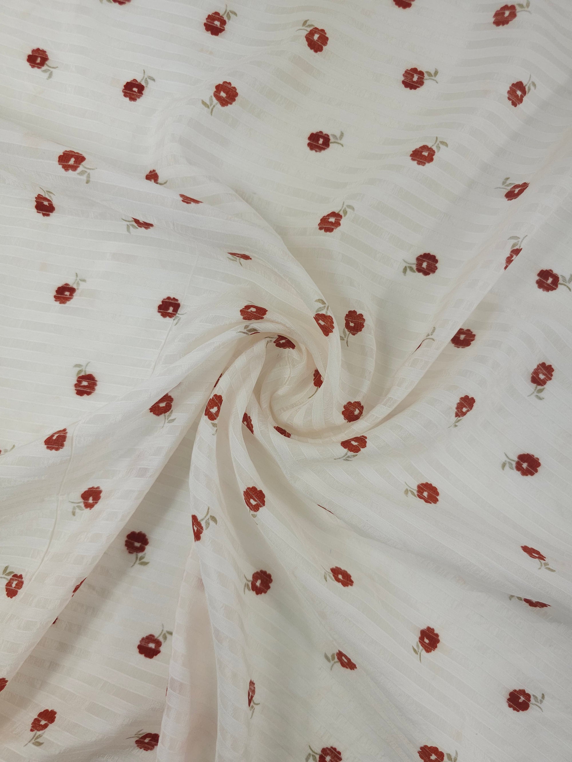 Wine Vintage Floating Flower Stripe Sheer Viscose *DEFECT*