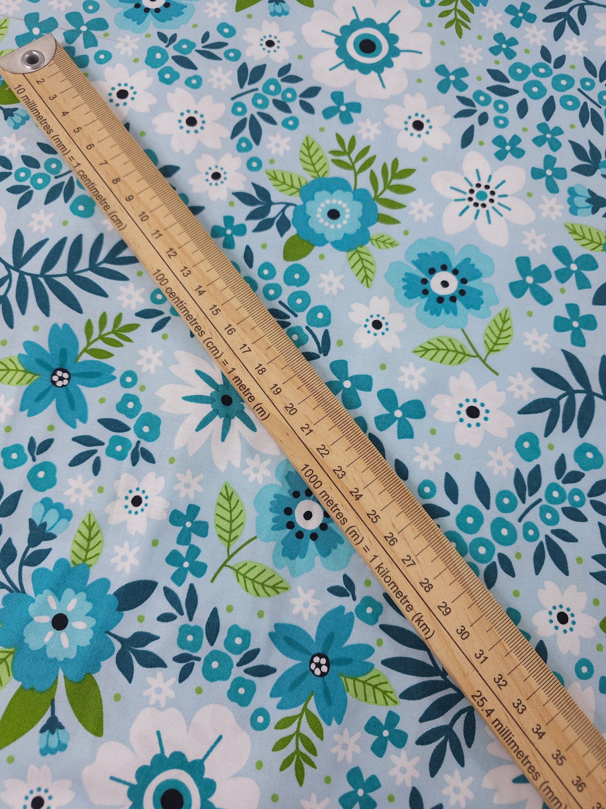 Blue/Green Garden Bloom 100% Cotton - Benartex