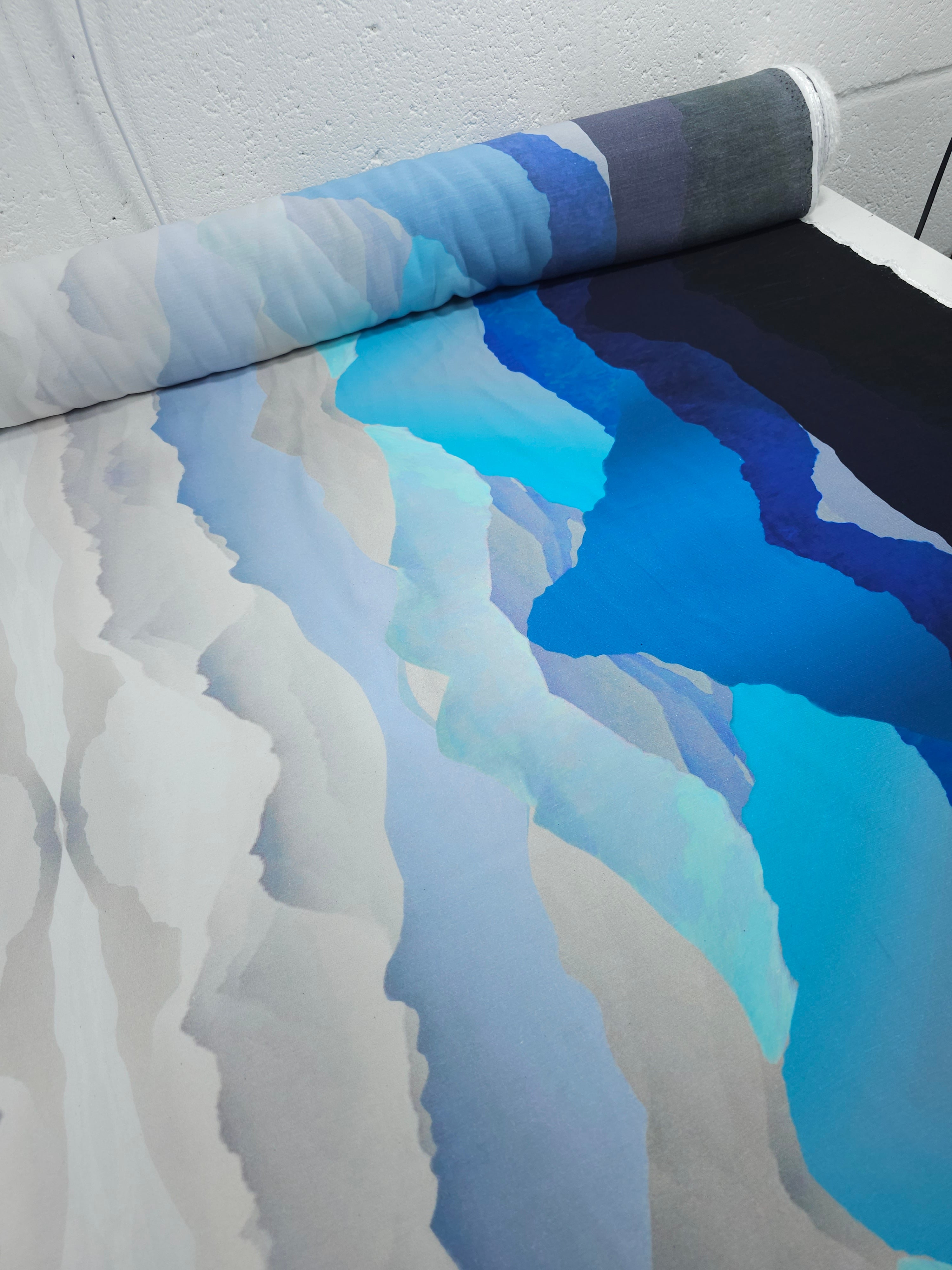 Blue Symmetrical Cloud Sunset Viscose Crepe