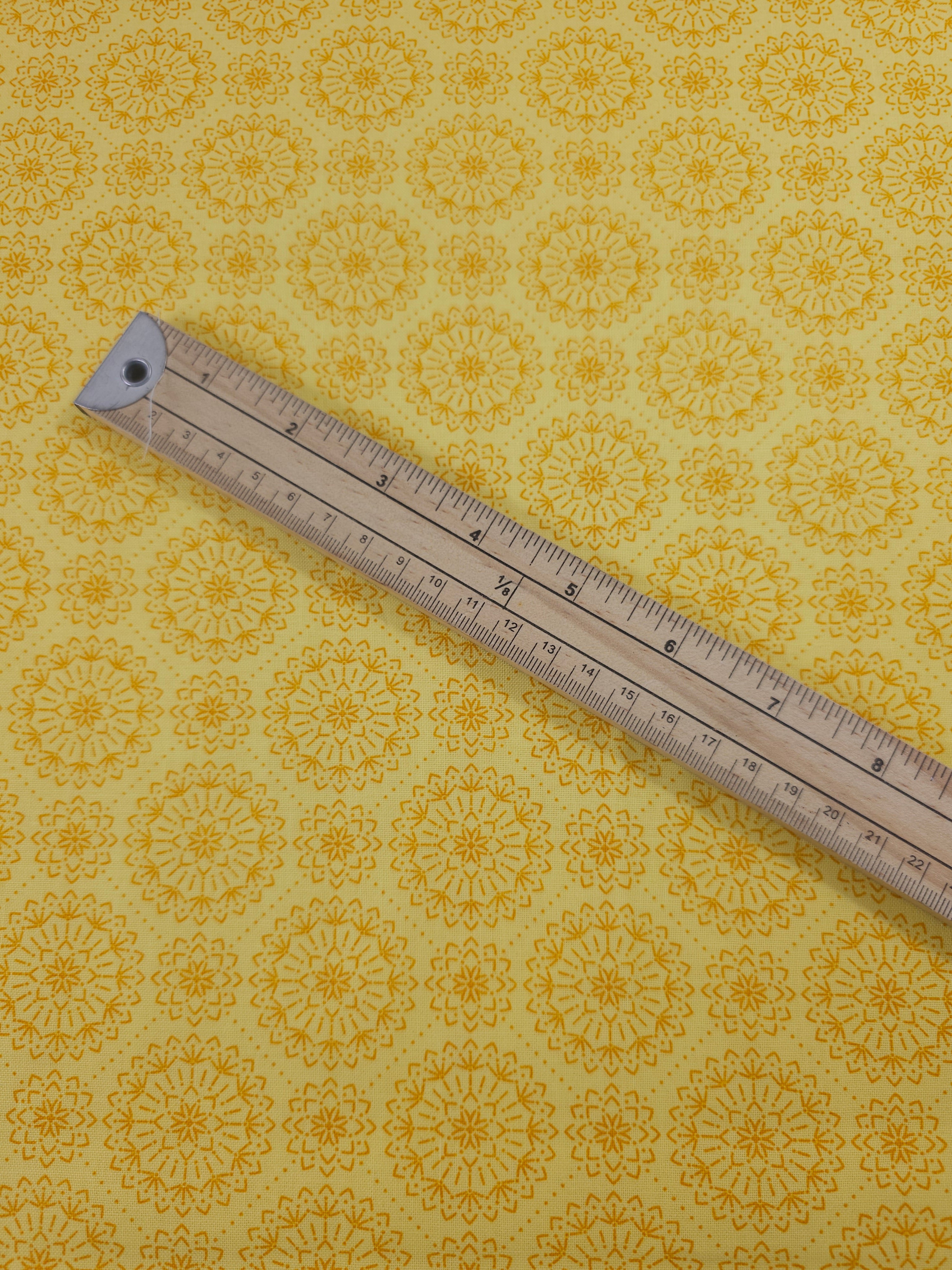Sunshine Yellow Mandala Circle 100% Cotton - Benartex
