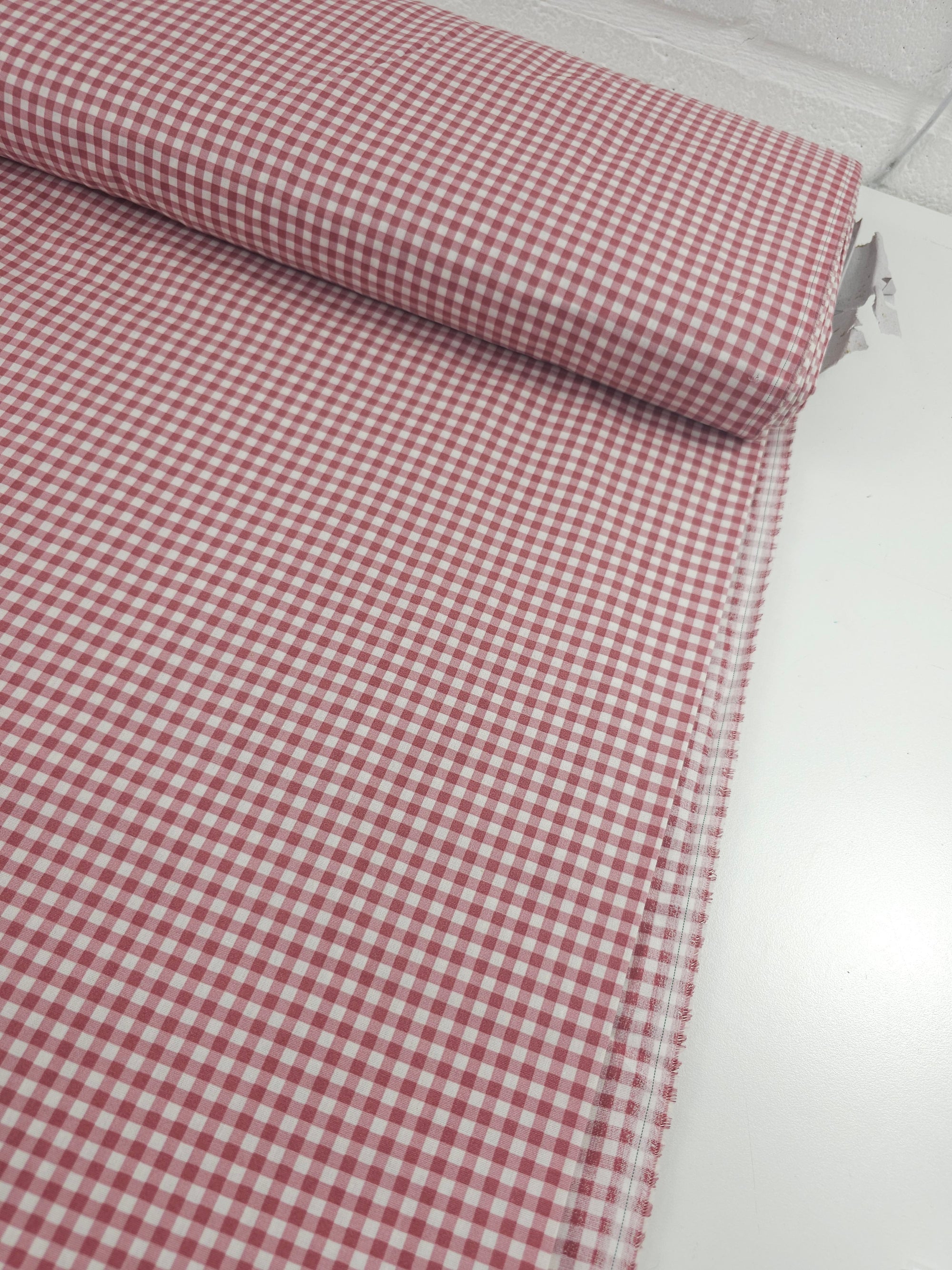 Washed Burgundy Small Gingham 100% Cotton 98" *EXTRA WIDE*
