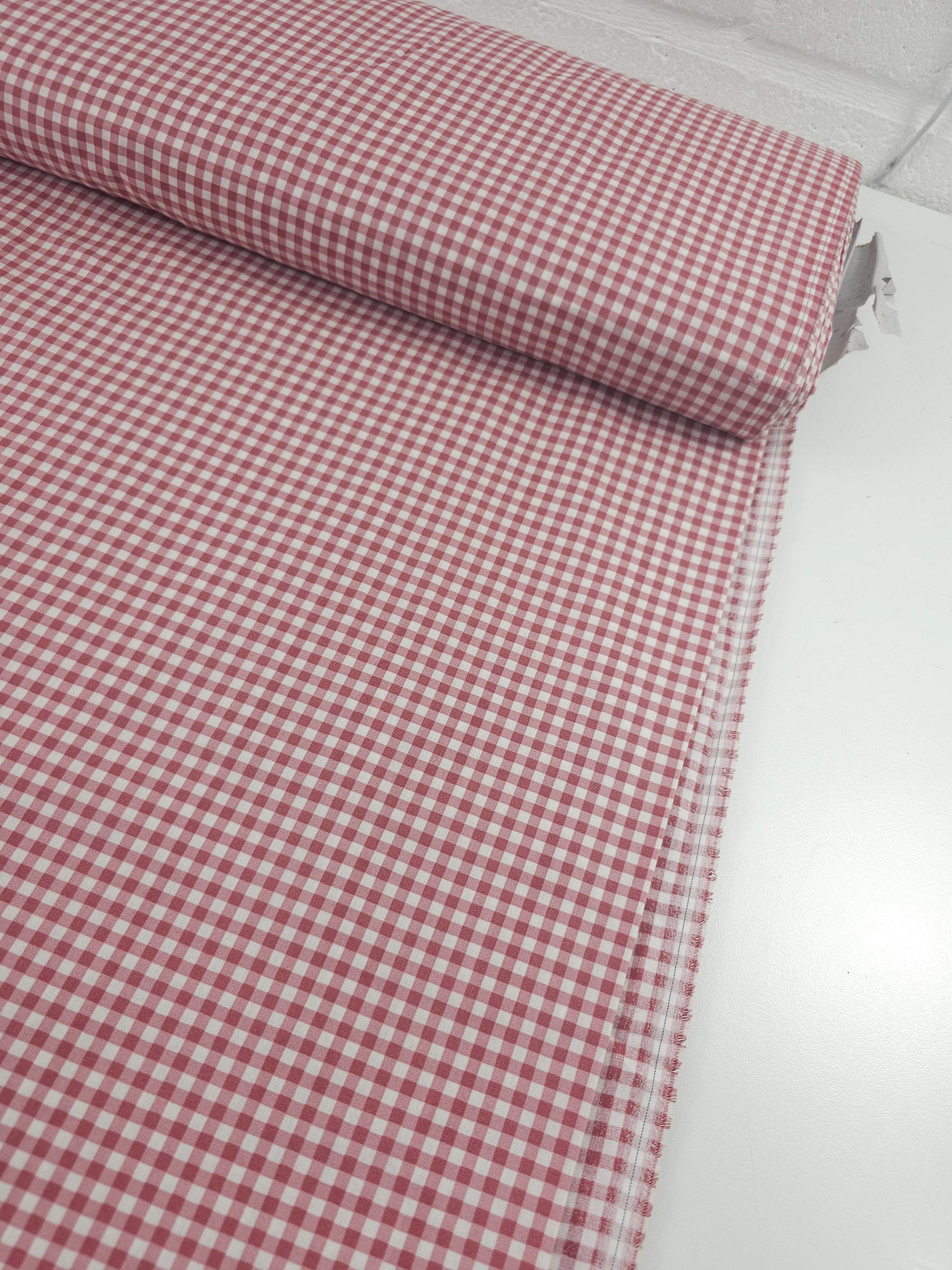 Washed Burgundy Small Gingham 100% Cotton 98" *EXTRA WIDE*