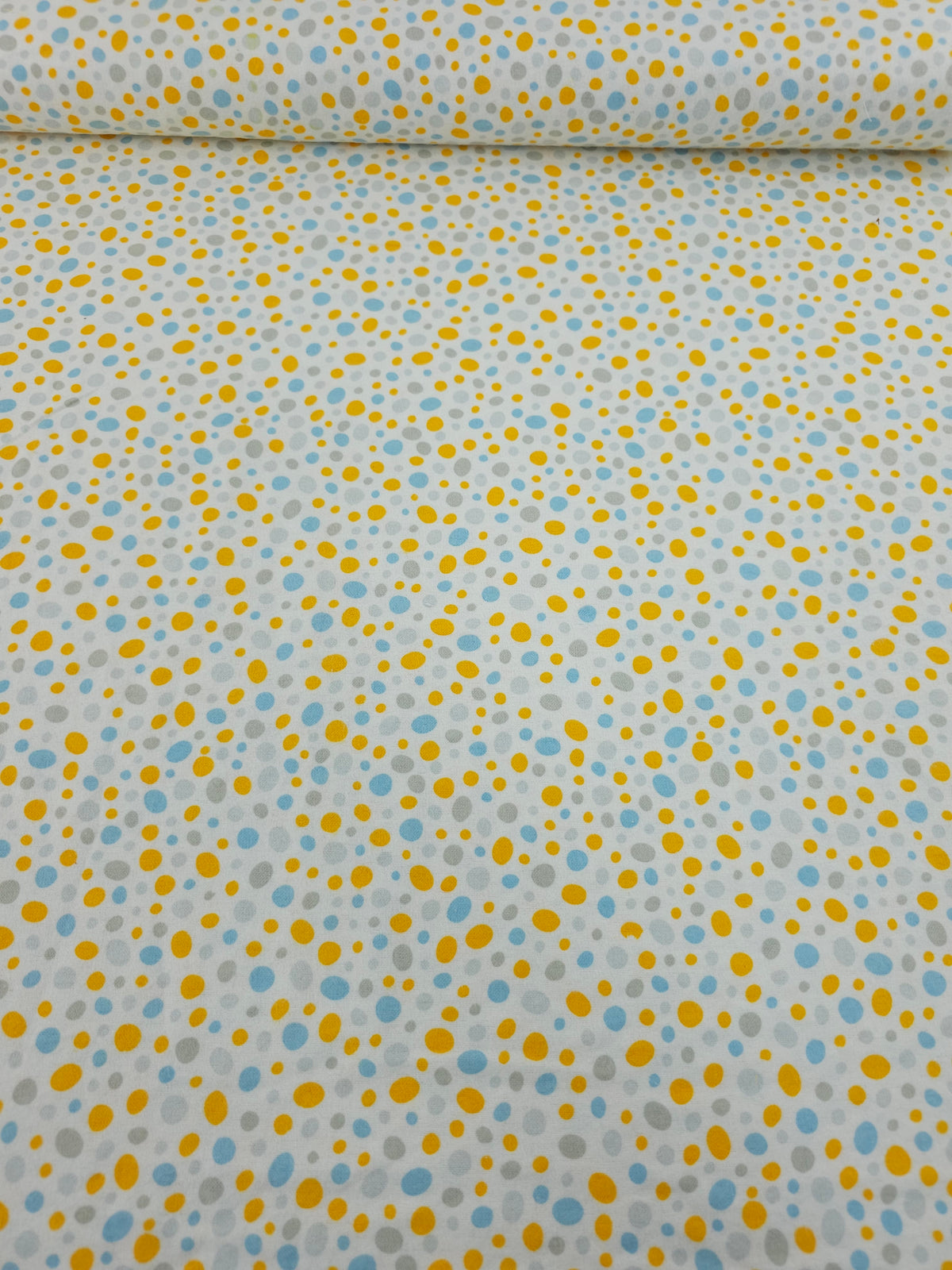 Marigold/Blue Irregular Tossed Pebbles Lightweight Flannel Cotton