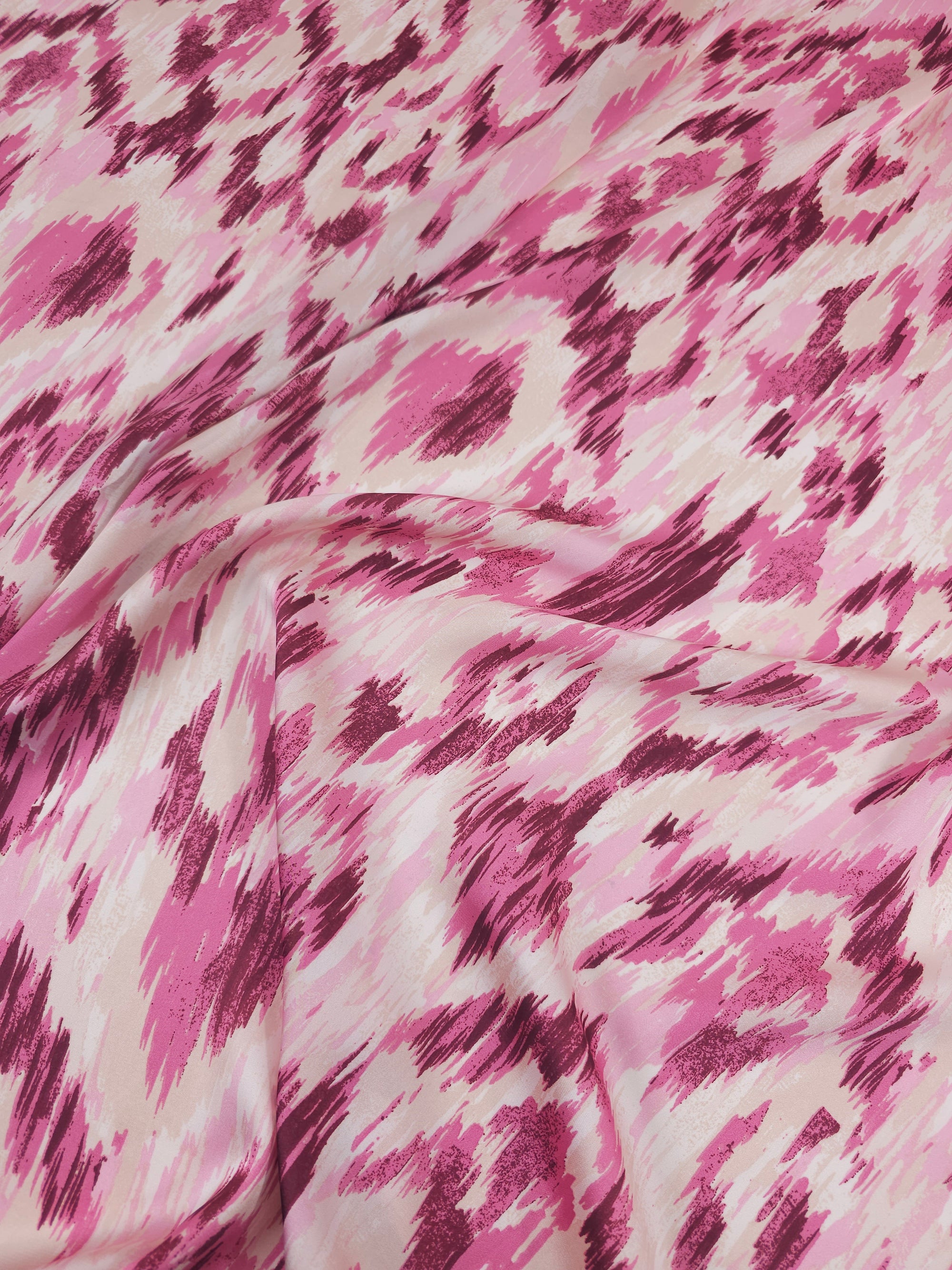 Cream/Pinky Mauve Blur Damask Satin