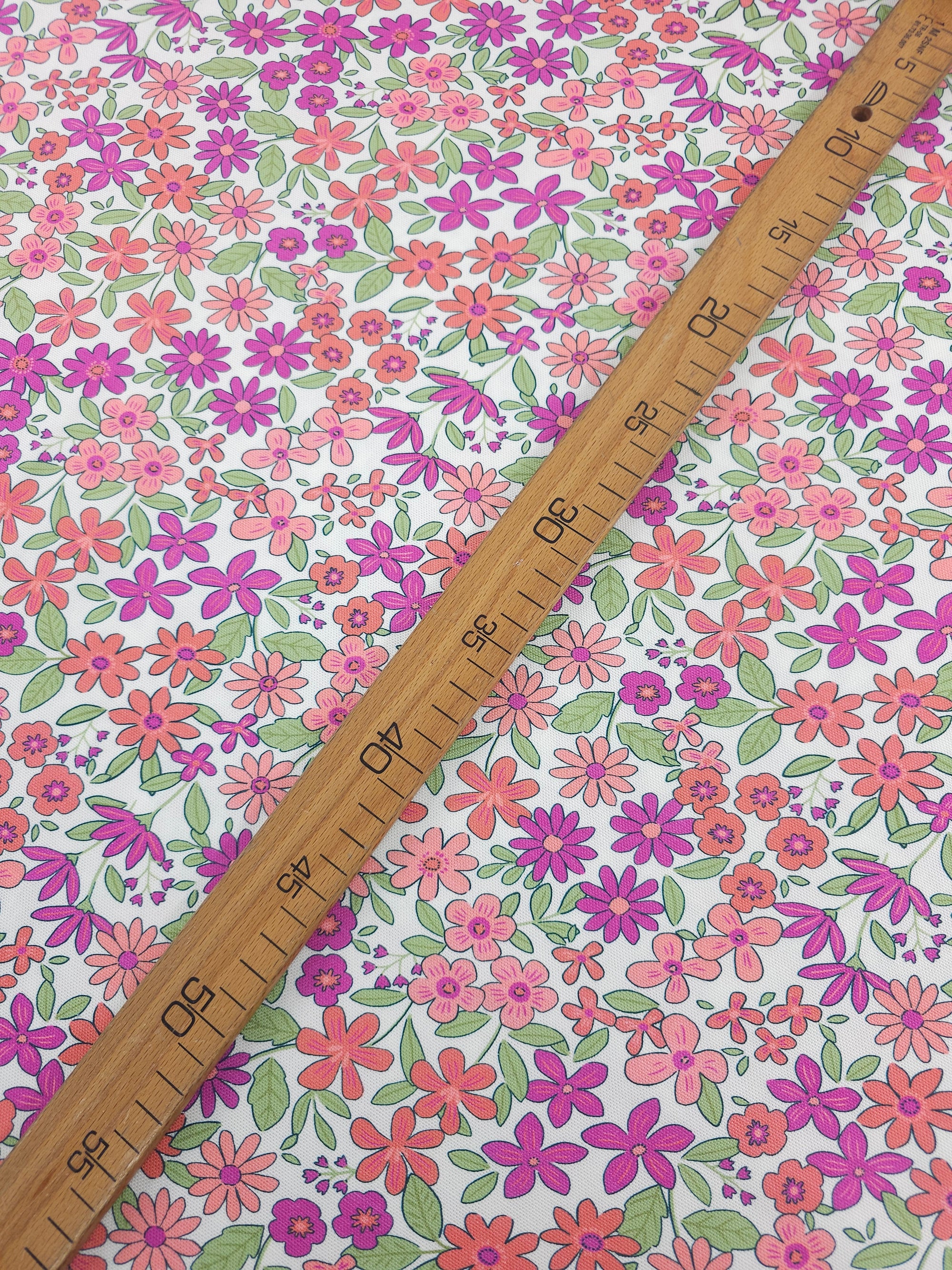 Pink Doodle Flower Bloom Canvas Cotton