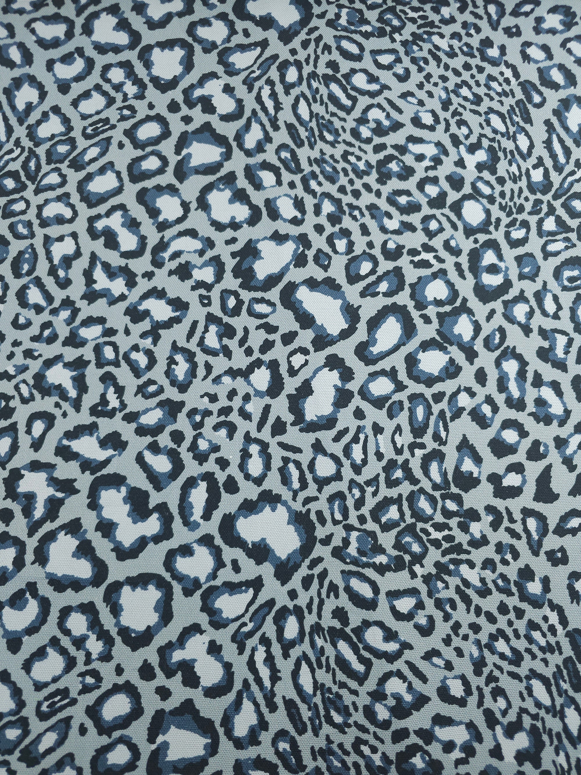 Bluey Grey Irregular Leopard Canvas Cotton