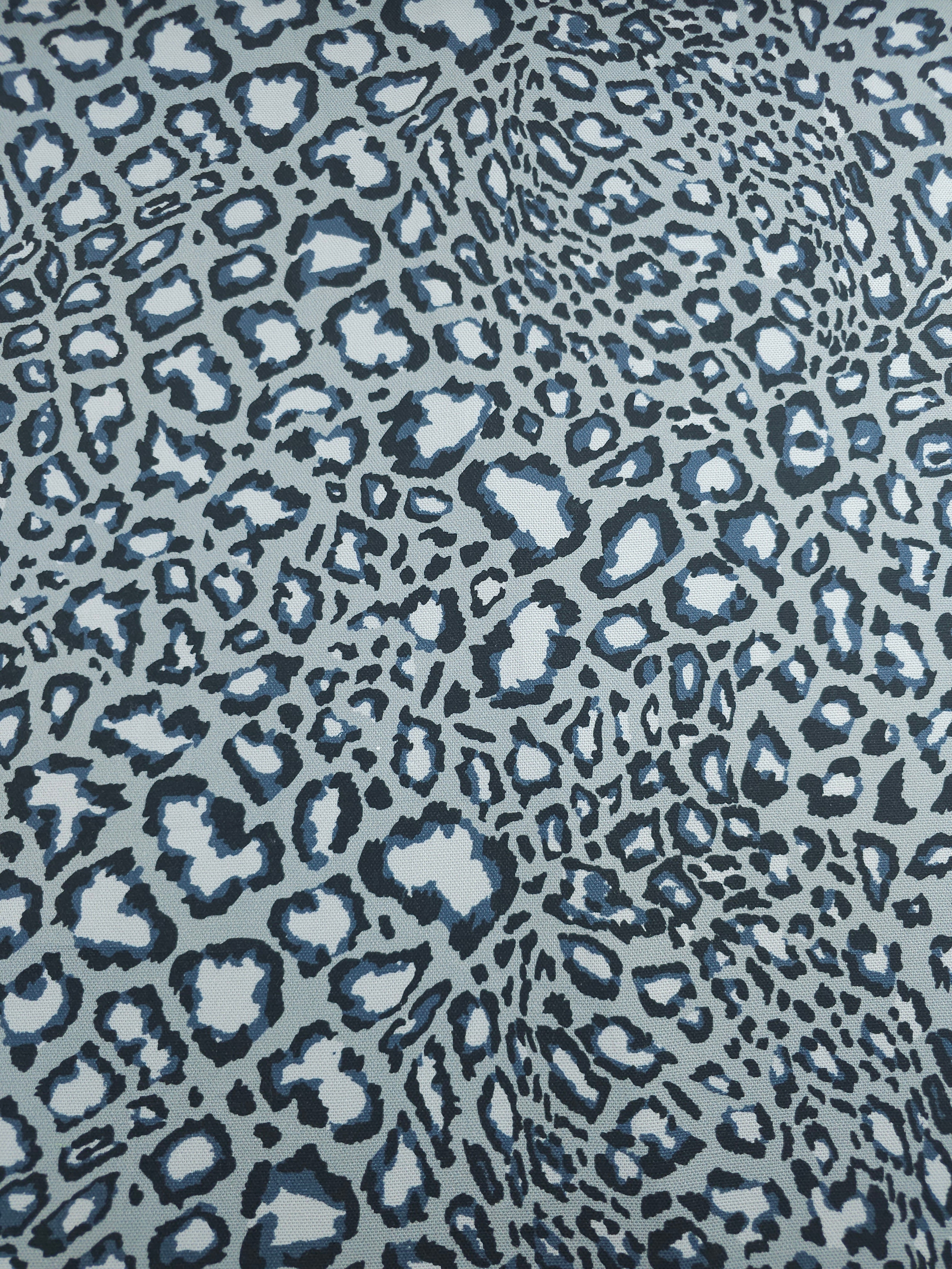 Bluey Grey Irregular Leopard Canvas Cotton