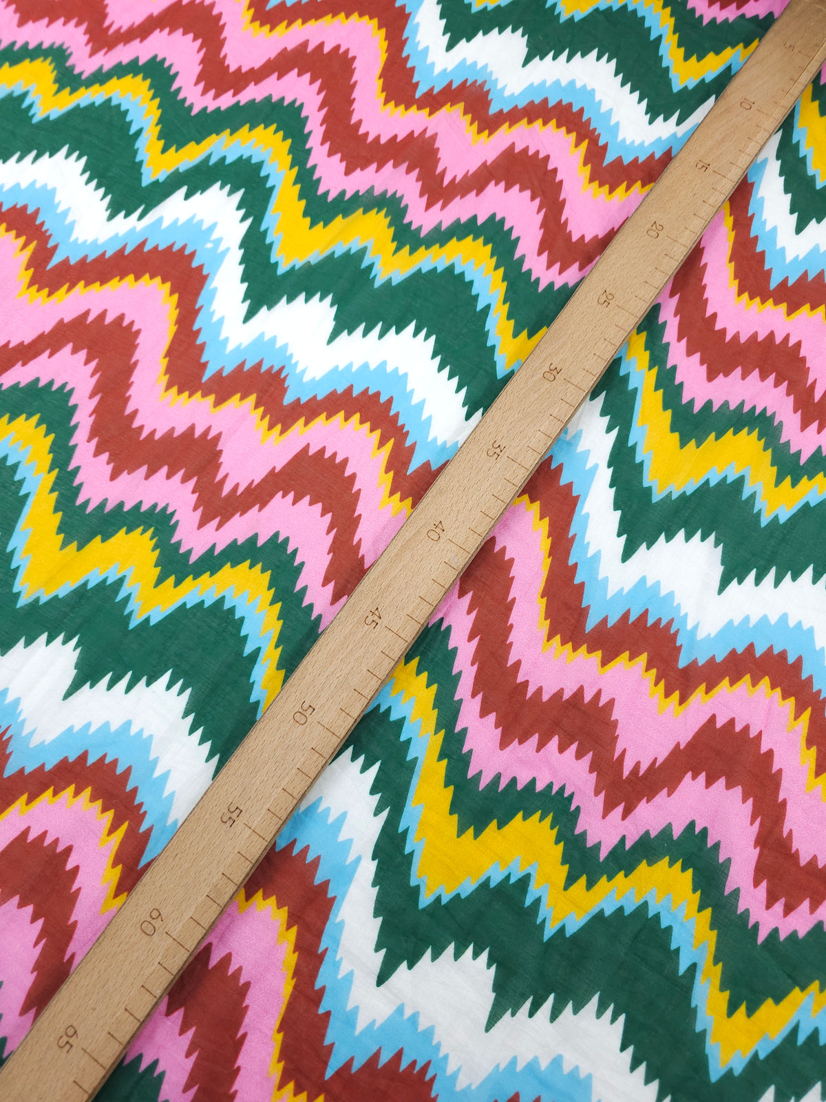 Curved Zigzag Wave Cotton Voile - John Lewis