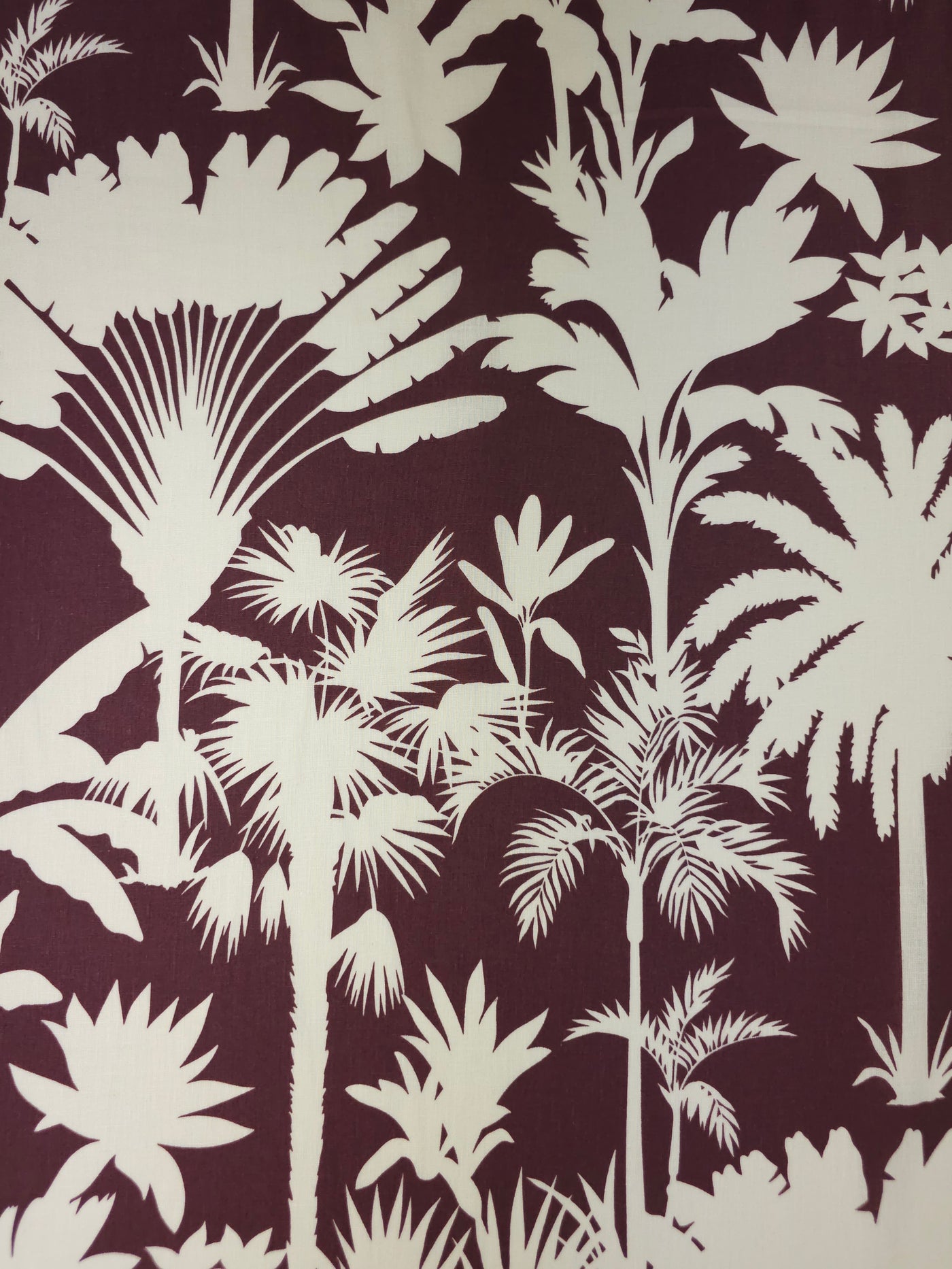 Burgundy Palm Tree 100% Linen *DEFECT*