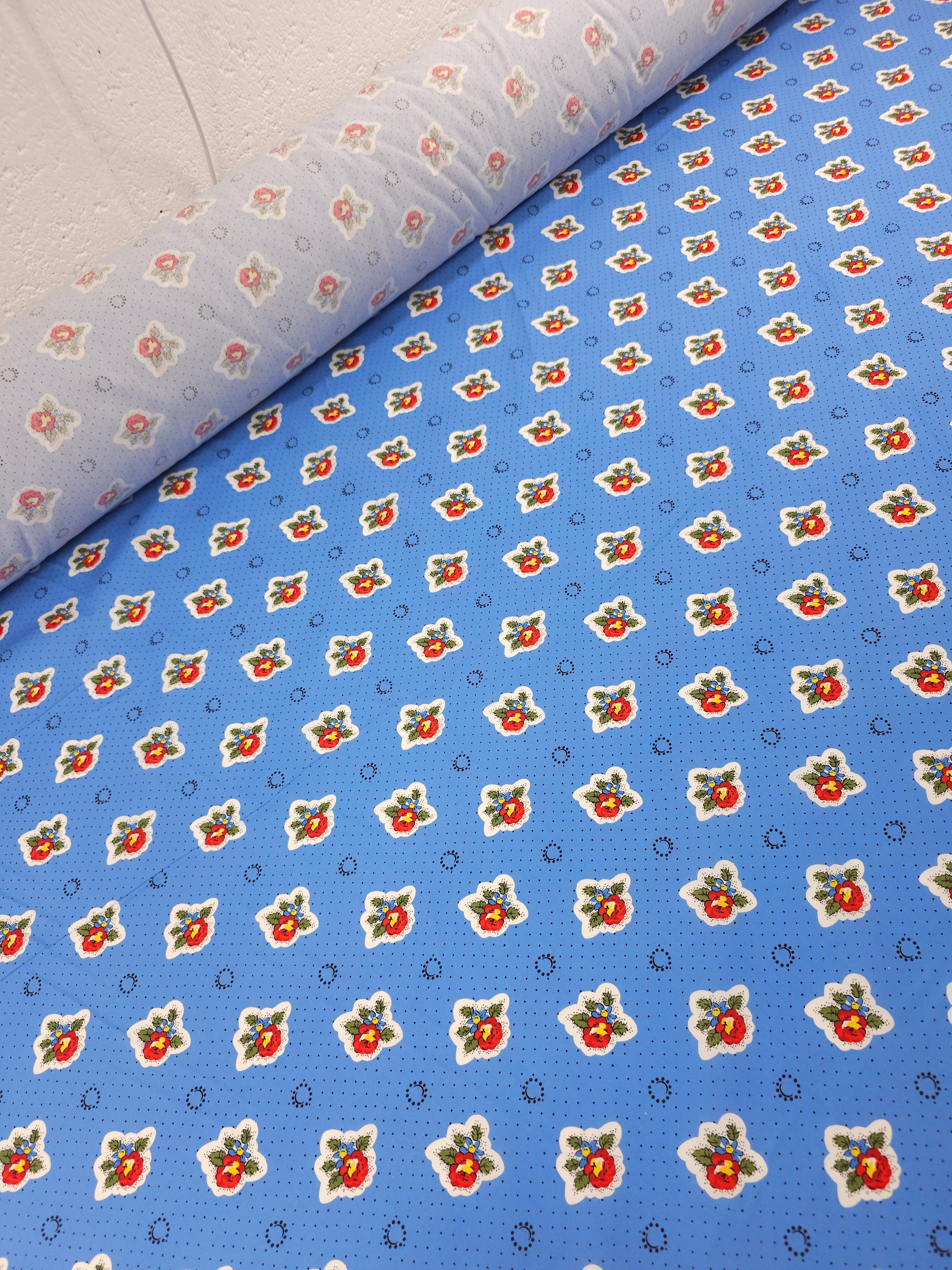Powder Blue Vintage Flora Lightweight Cotton