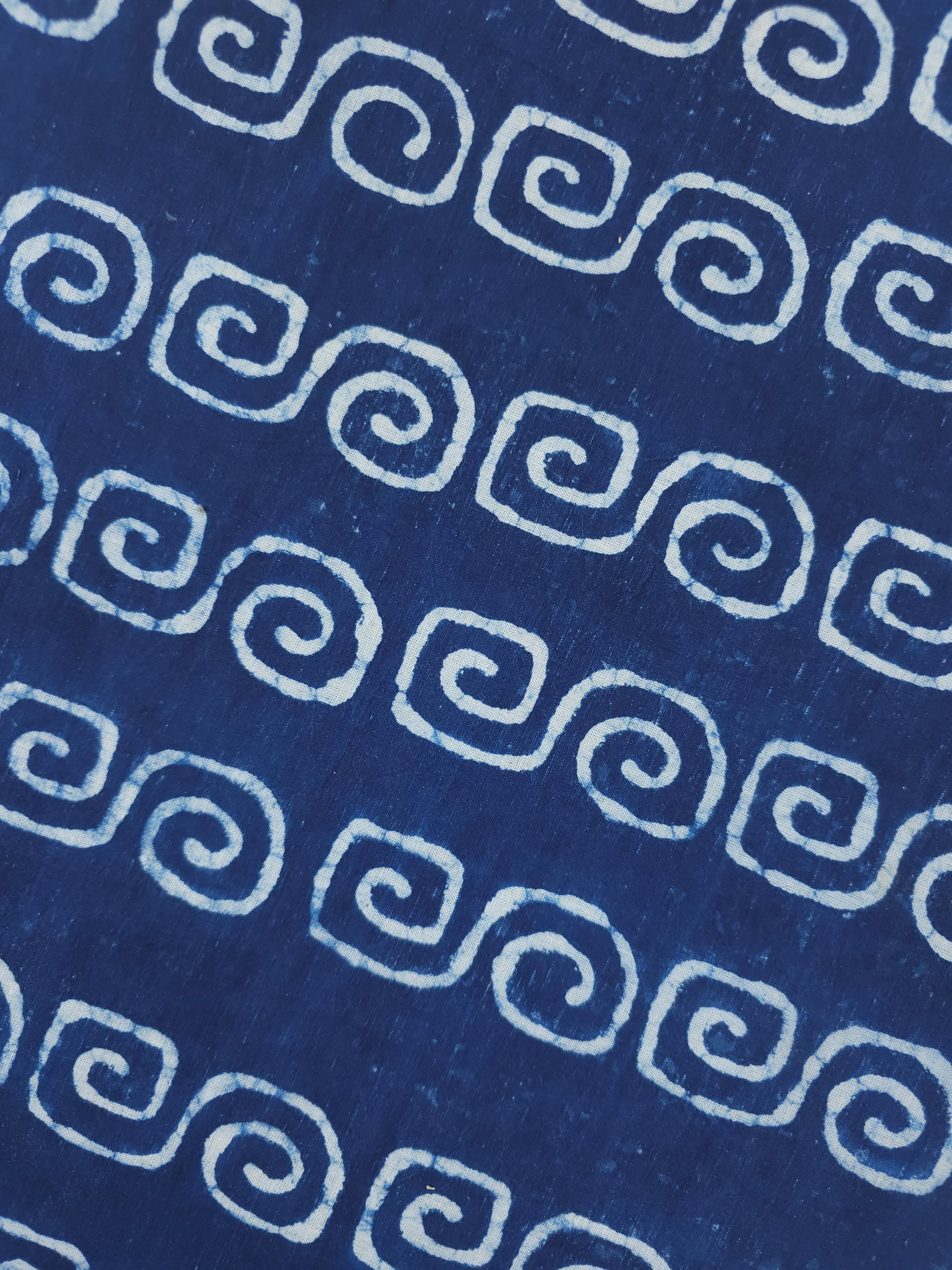 Indigo Navy Spiral Block Print Cotton