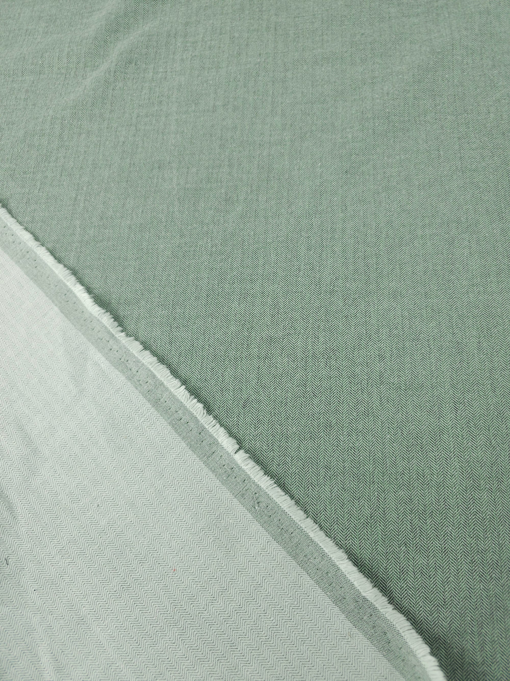 Mint Green Herringbone Chambray