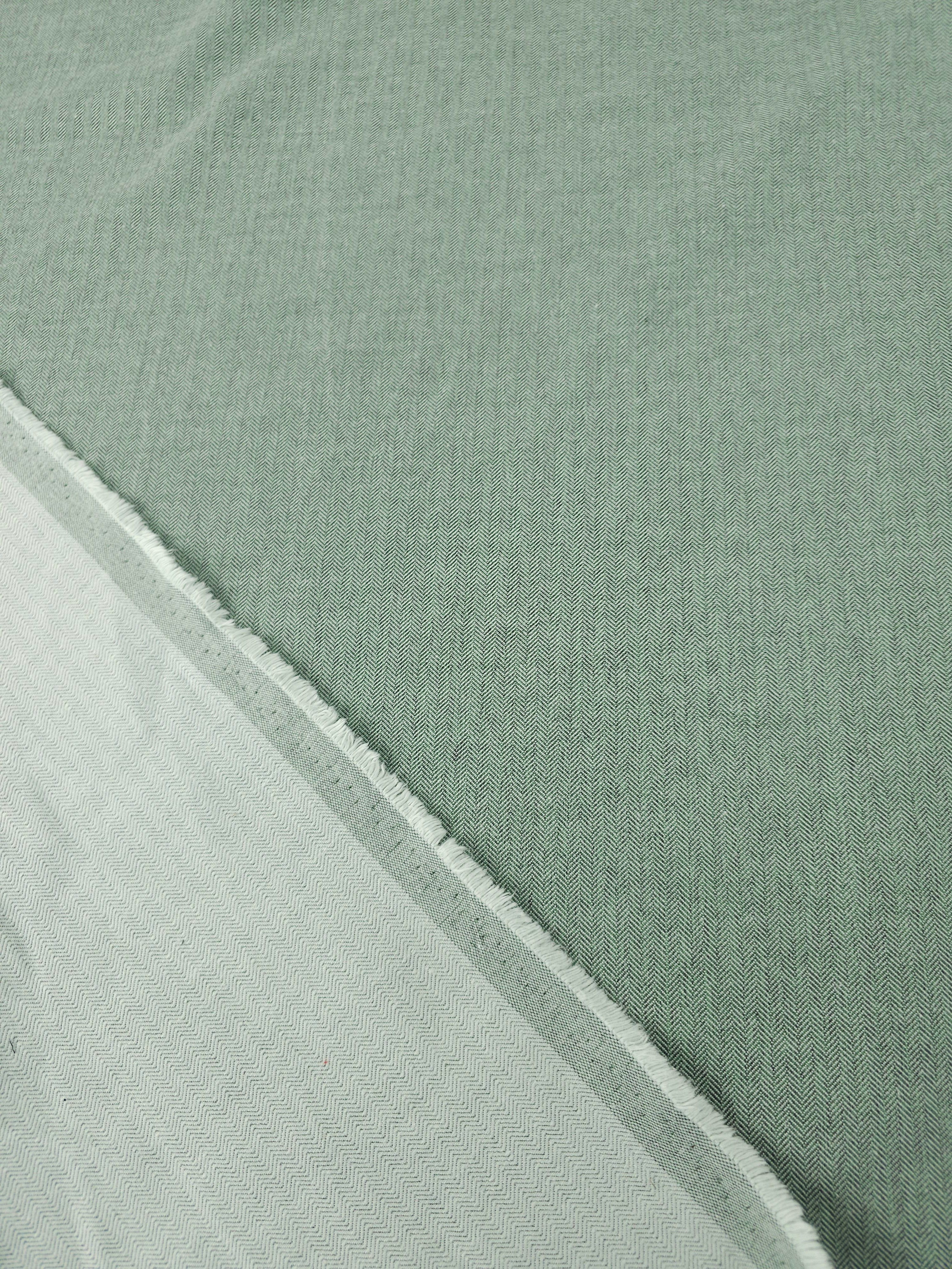 Mint Green Herringbone Chambray