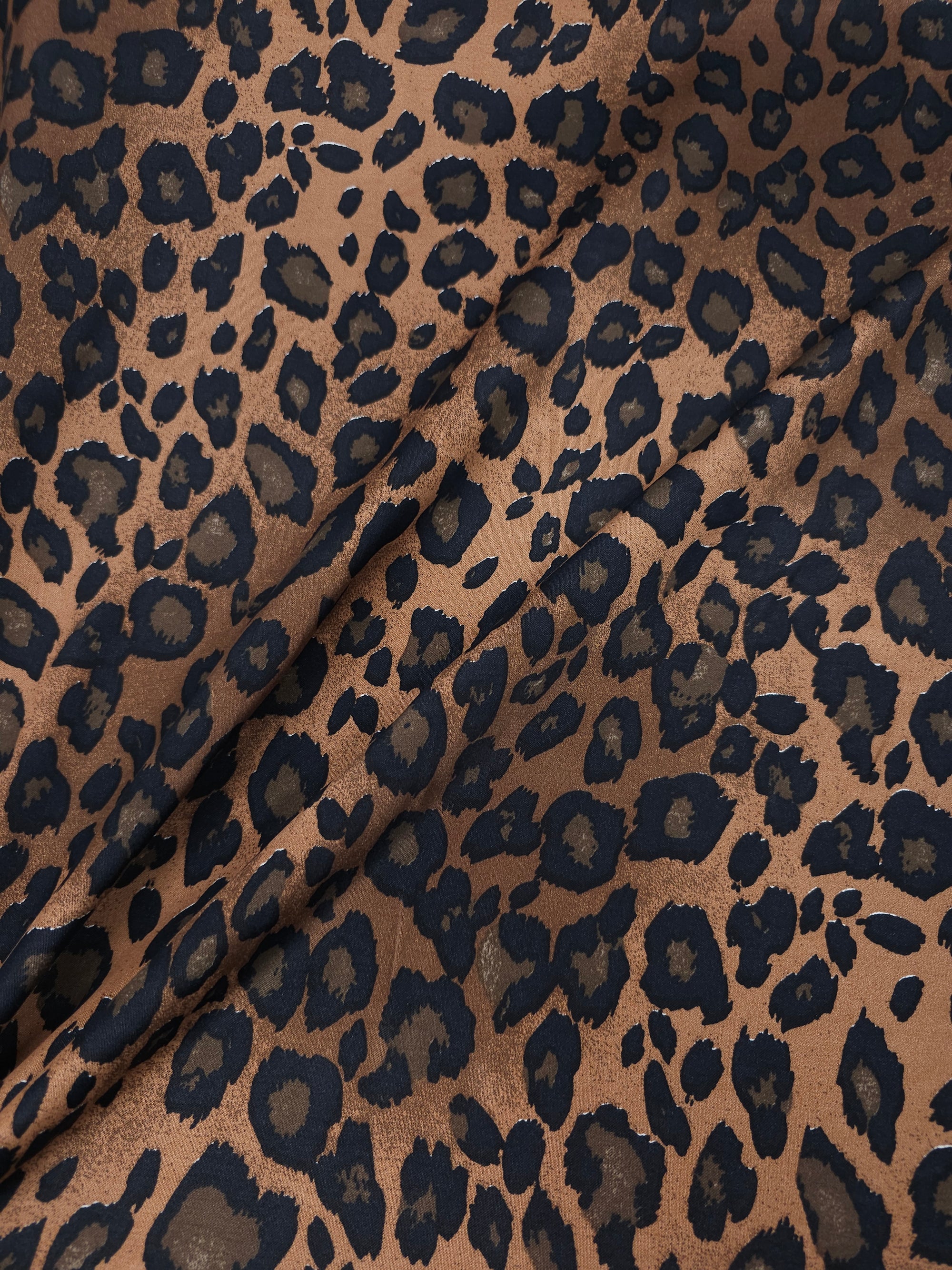 Warm Brown Gradient Leopard Viscose Satin