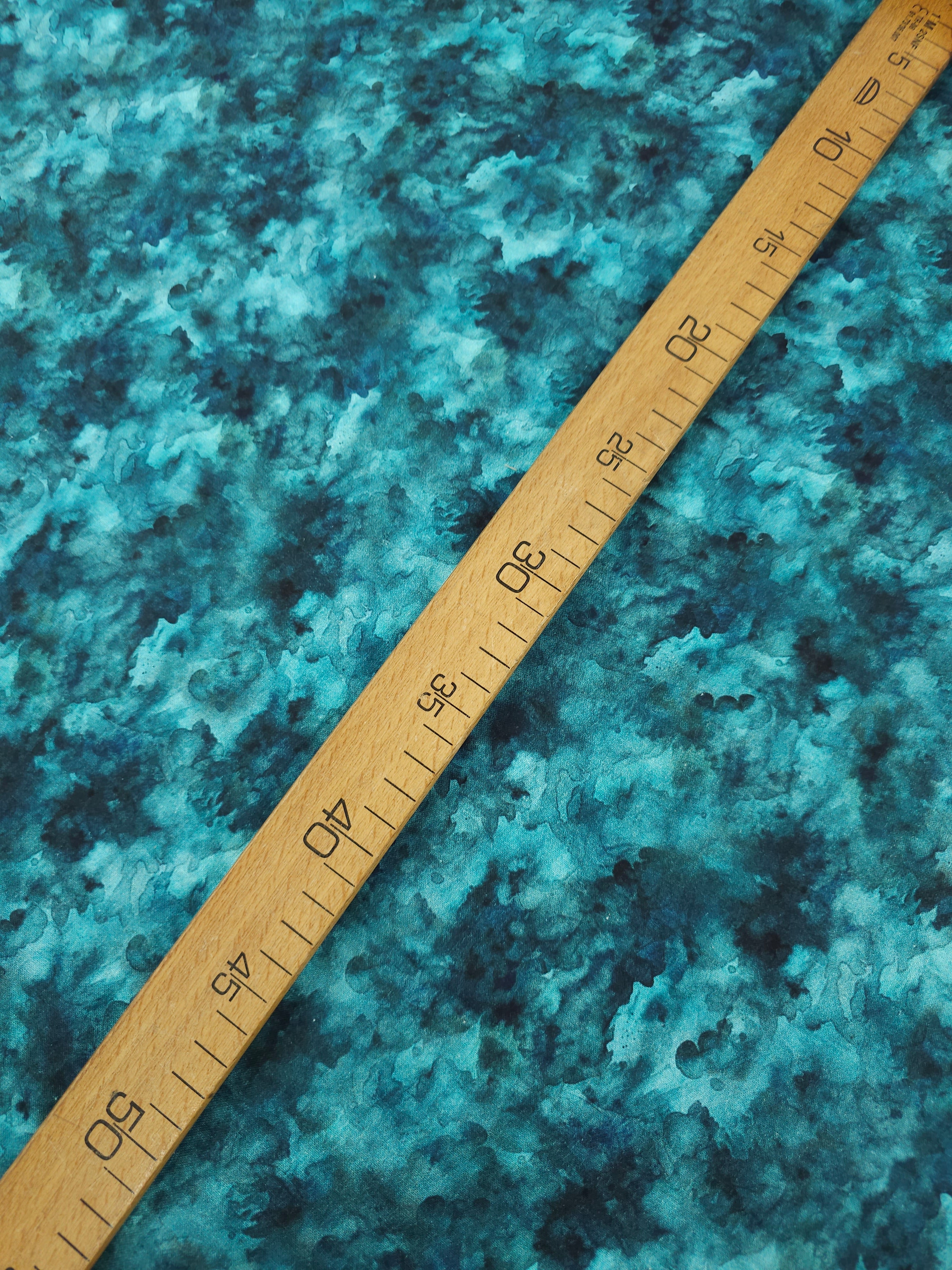 Teal Iris Watercolour Smoke 100% Cotton 106" *EXTRA WIDE*