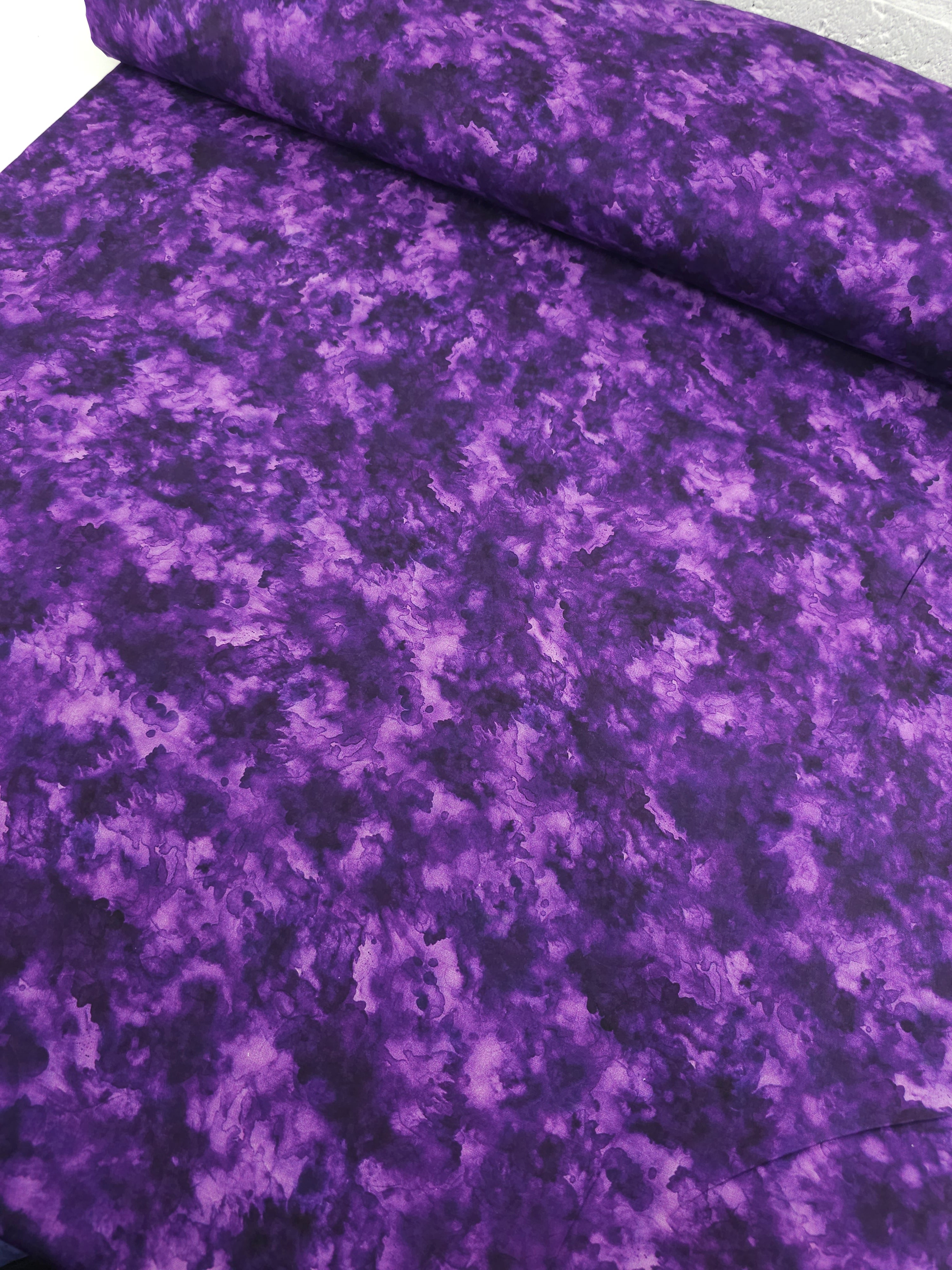 Deep Purple Iris Watercolour Smoke 100% Cotton 106" *EXTRA WIDE*