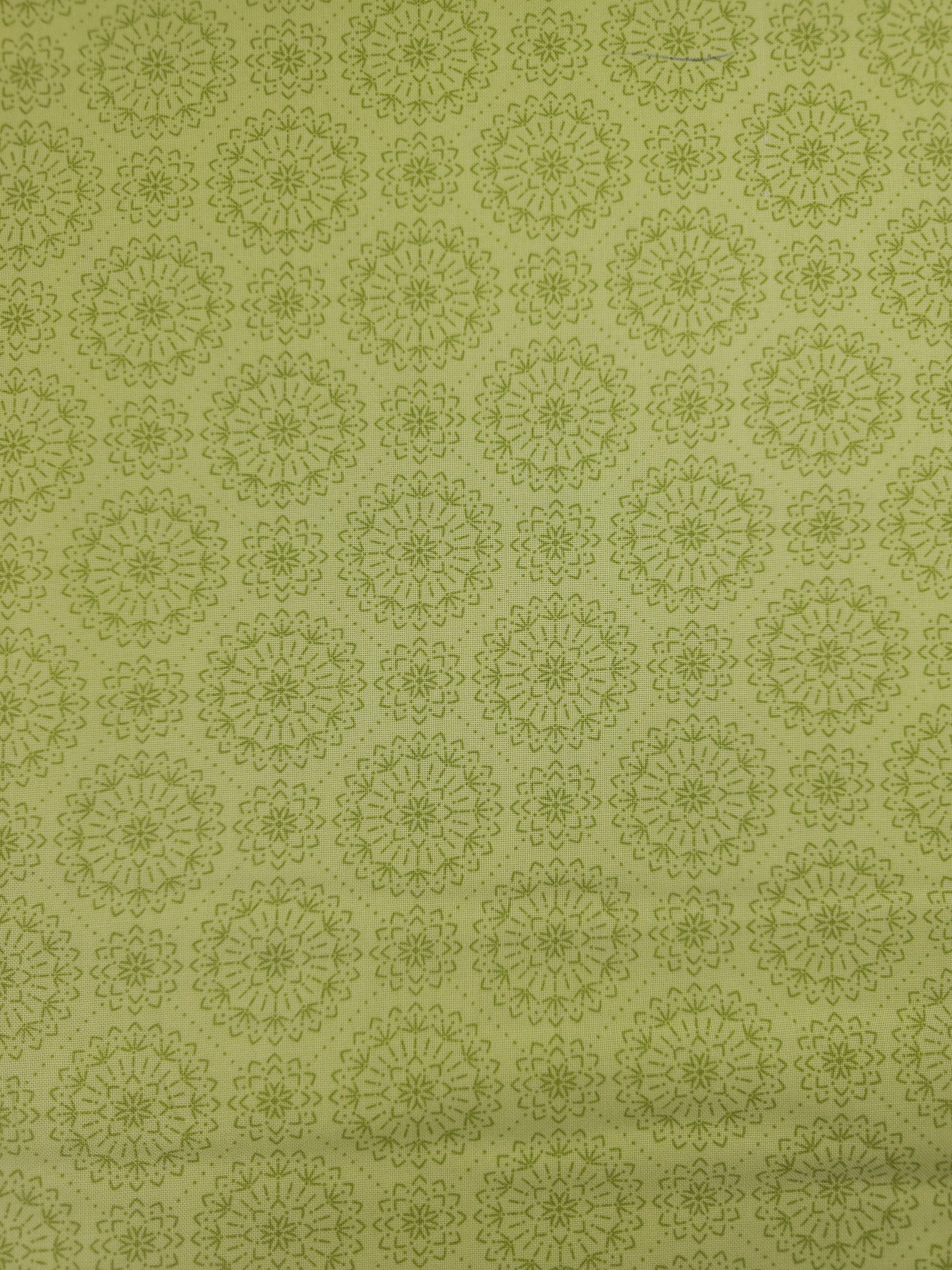 Lime Mandala Circle 100% Cotton - Benartex