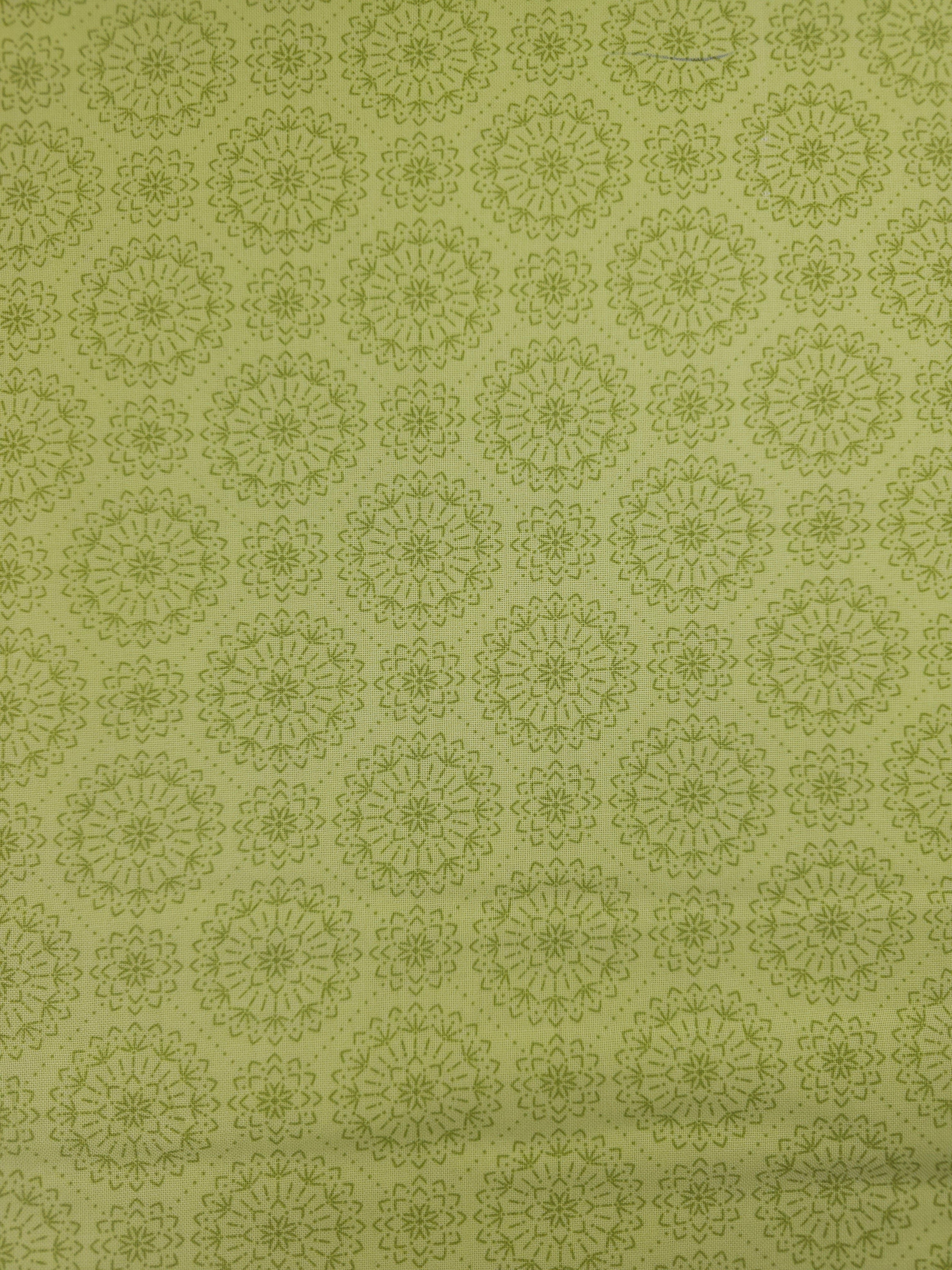 Lime Mandala Circle 100% Cotton - Benartex