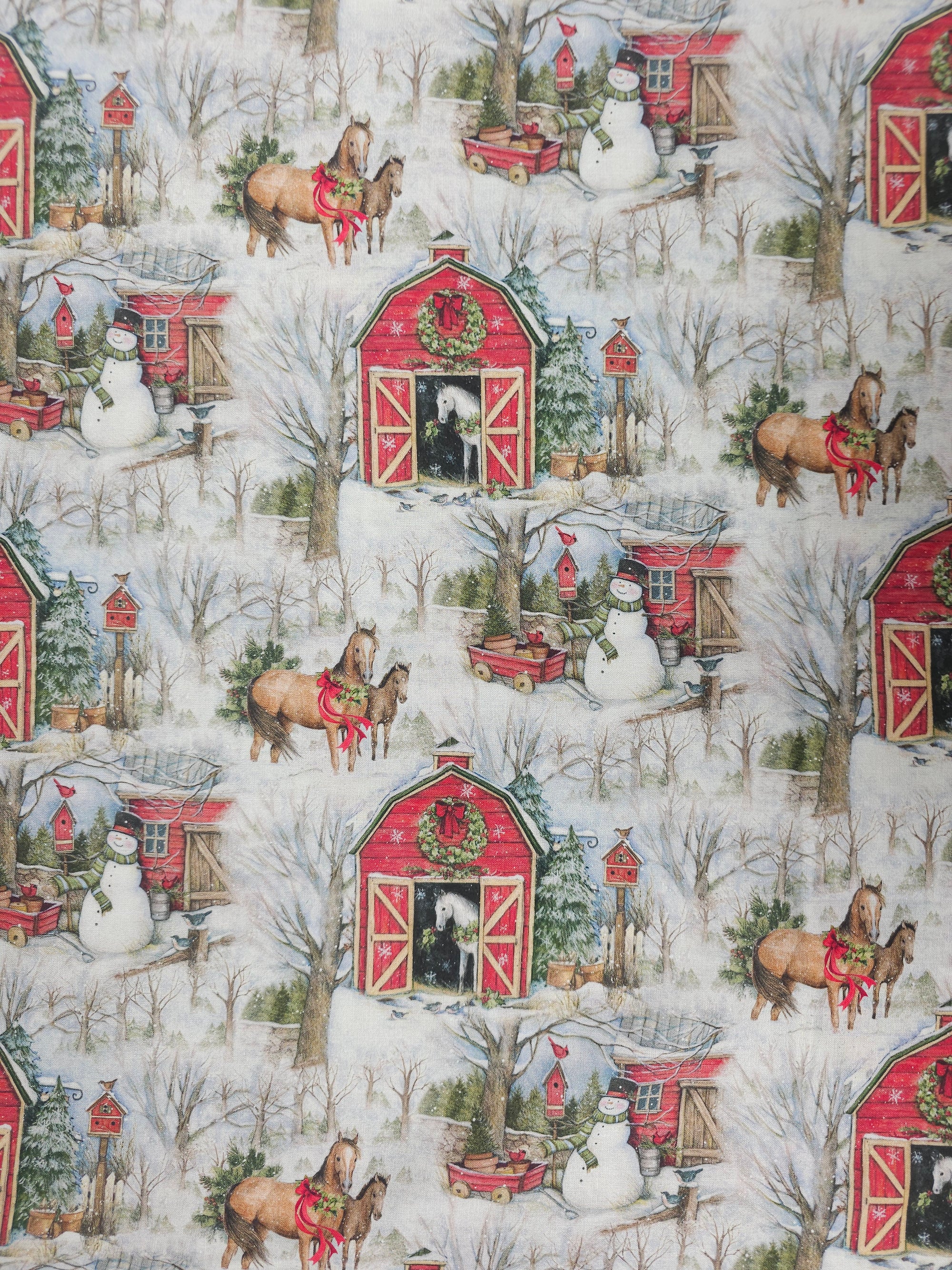 Snowy Stables 100% Cotton