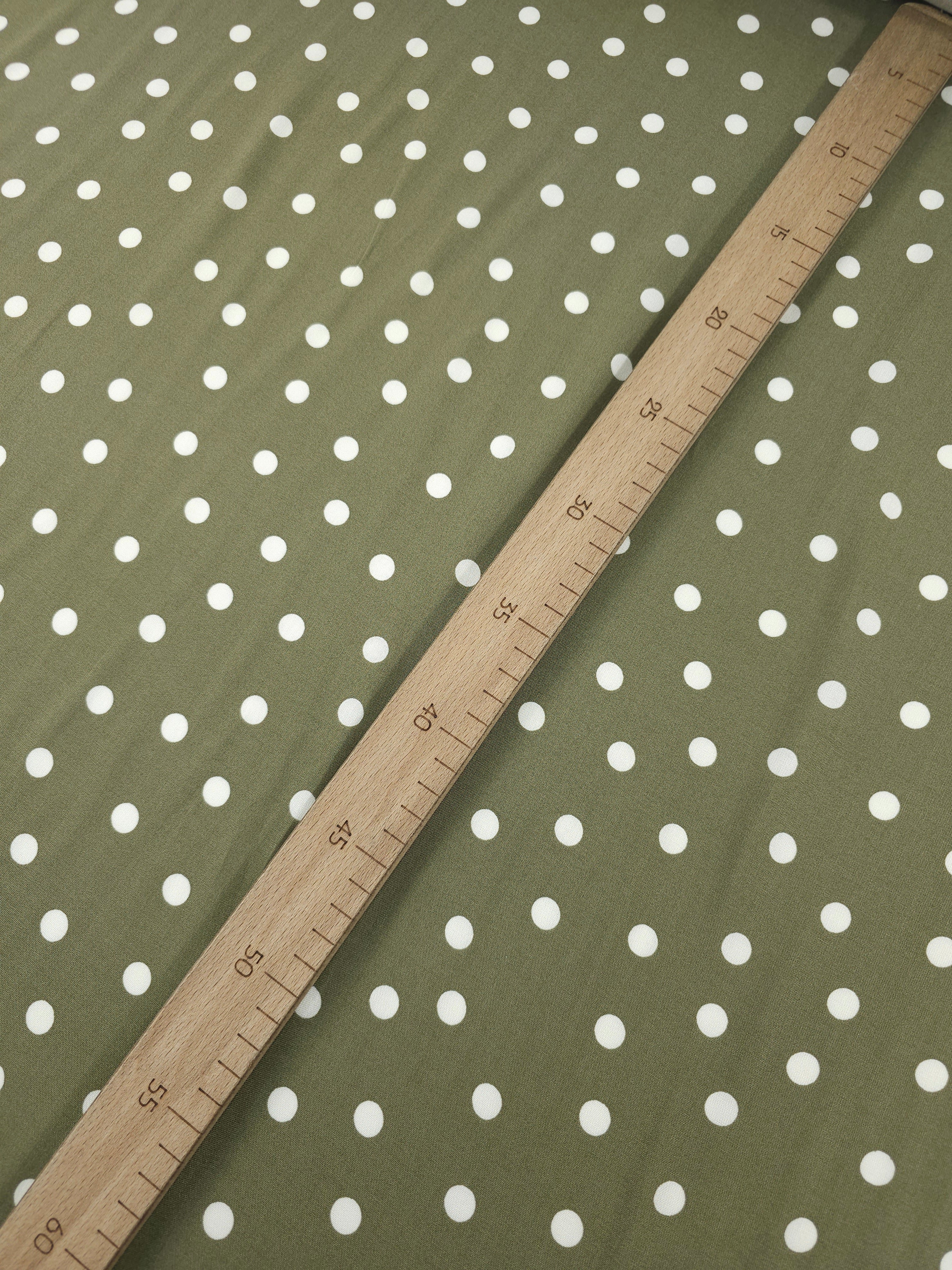 Pistachio Green/White Polka Dot Viscose Challis